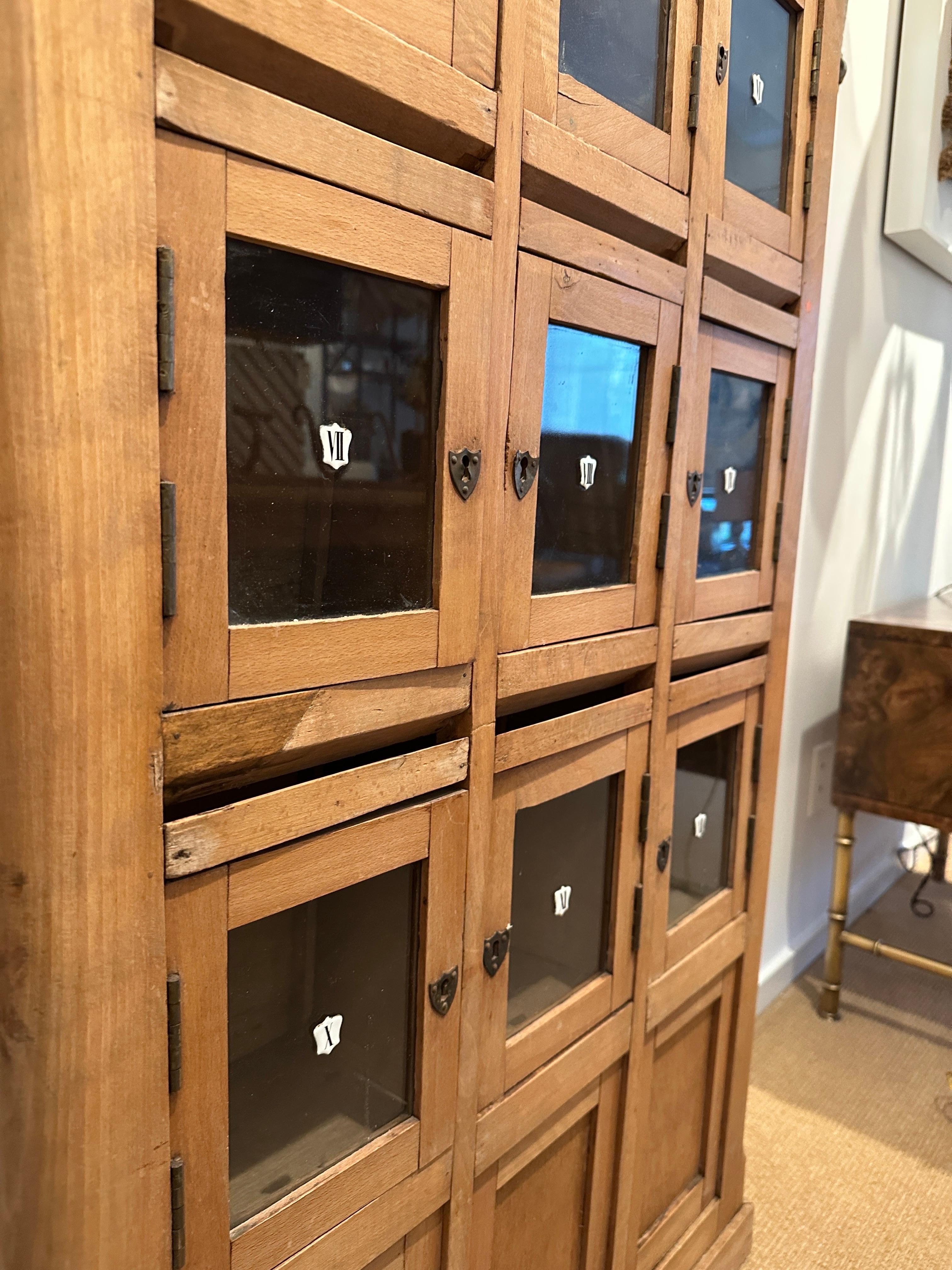 Turn of the Century English Hotel Front Desk Mail Cabinet For Sale 3