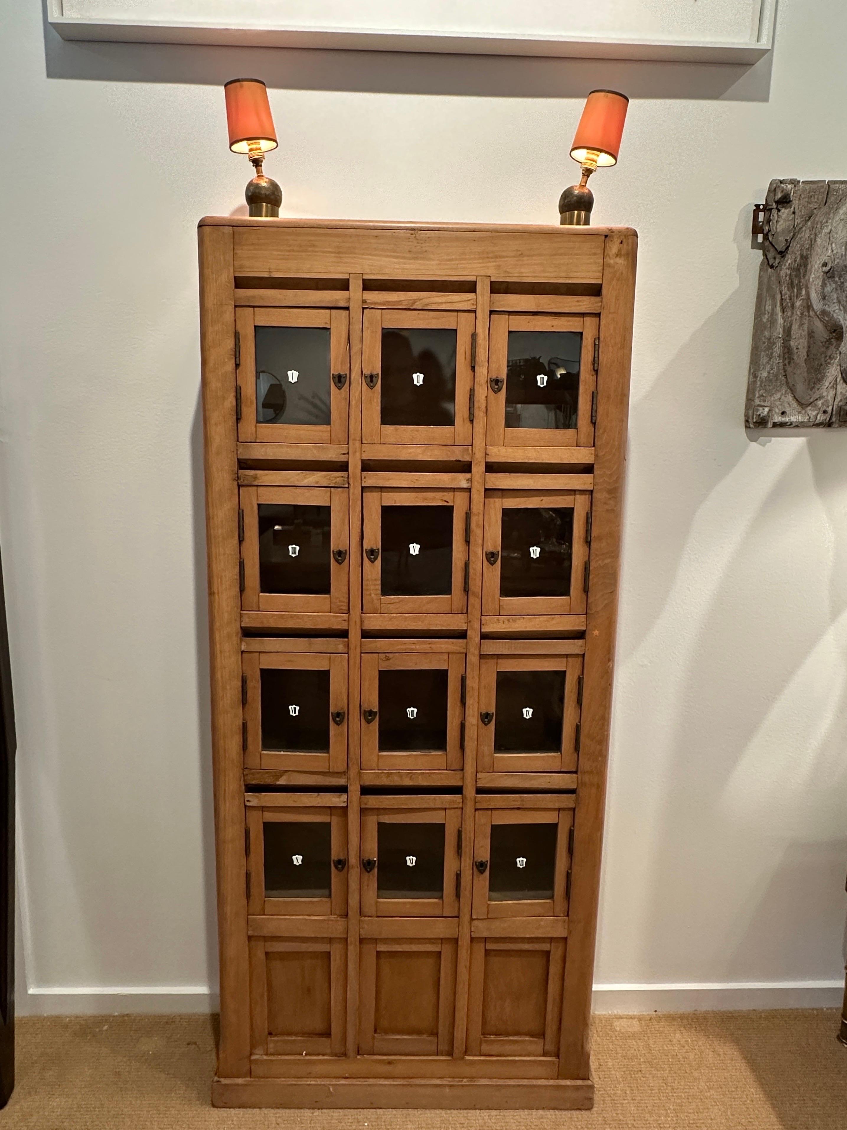 Turn of the Century English Hotel Front Desk Mail Cabinet For Sale 1