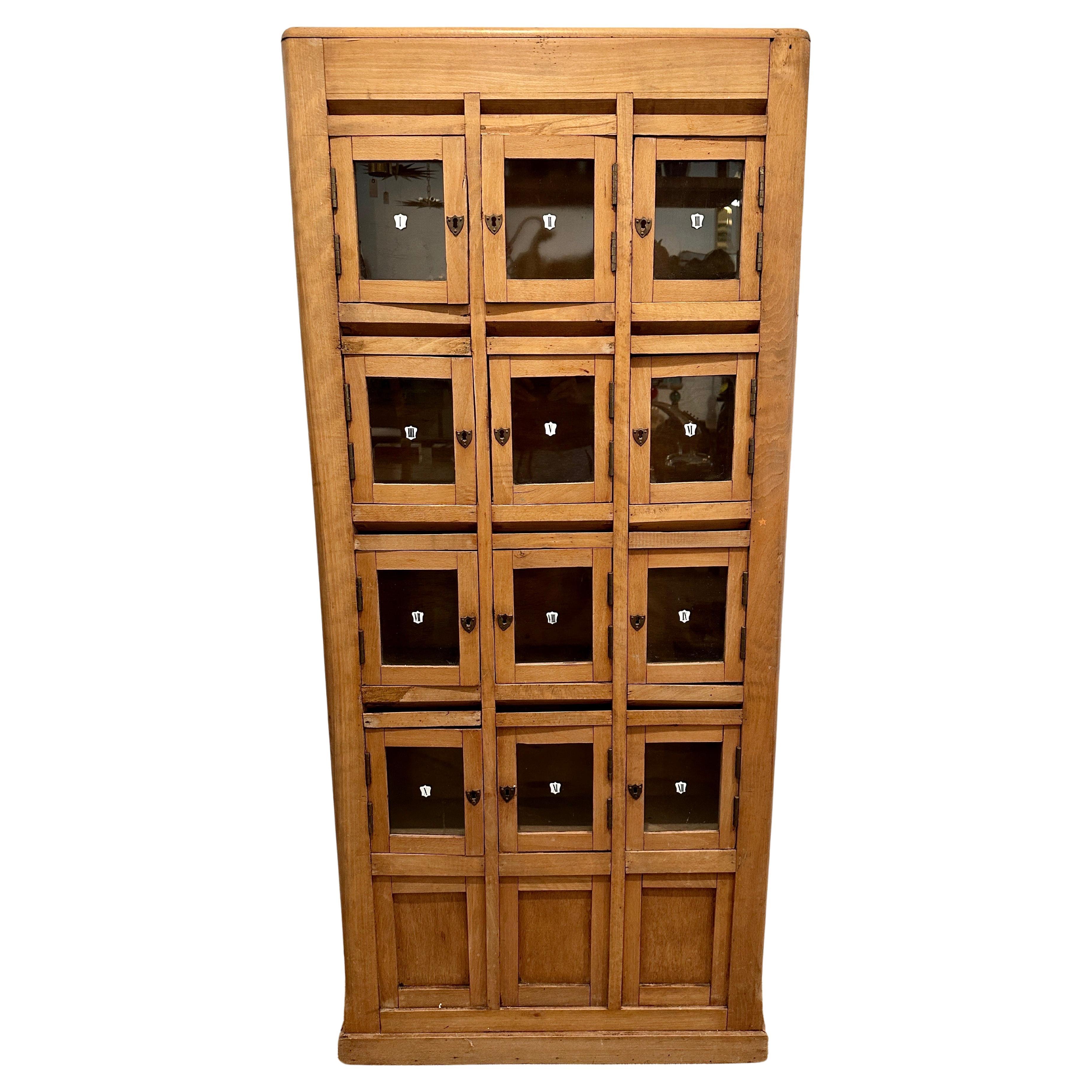 Turn of the Century English Hotel Front Desk Mail Cabinet For Sale