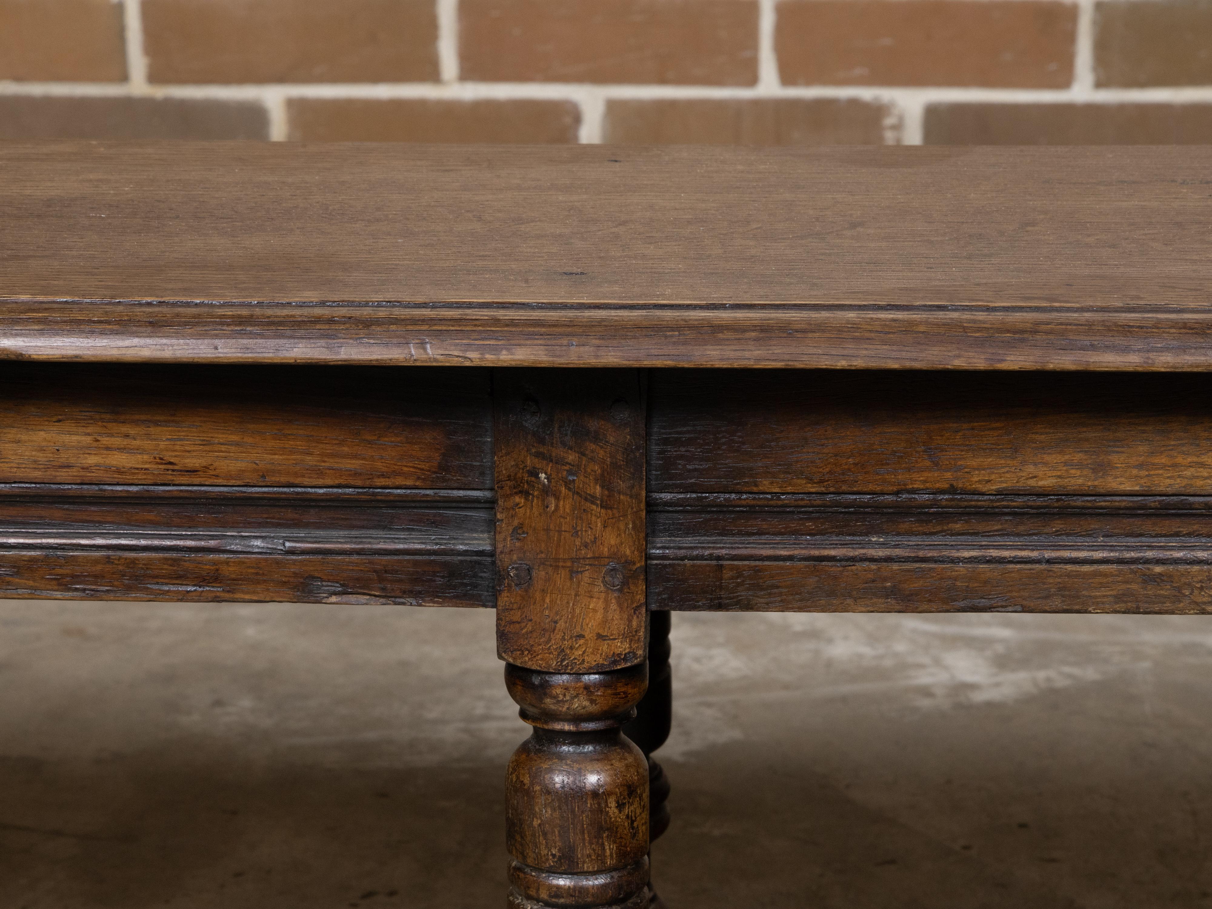 Quercia Panchina di fine secolo in Oak inglese del 1900 con gambe a balaustro tornite in vendita