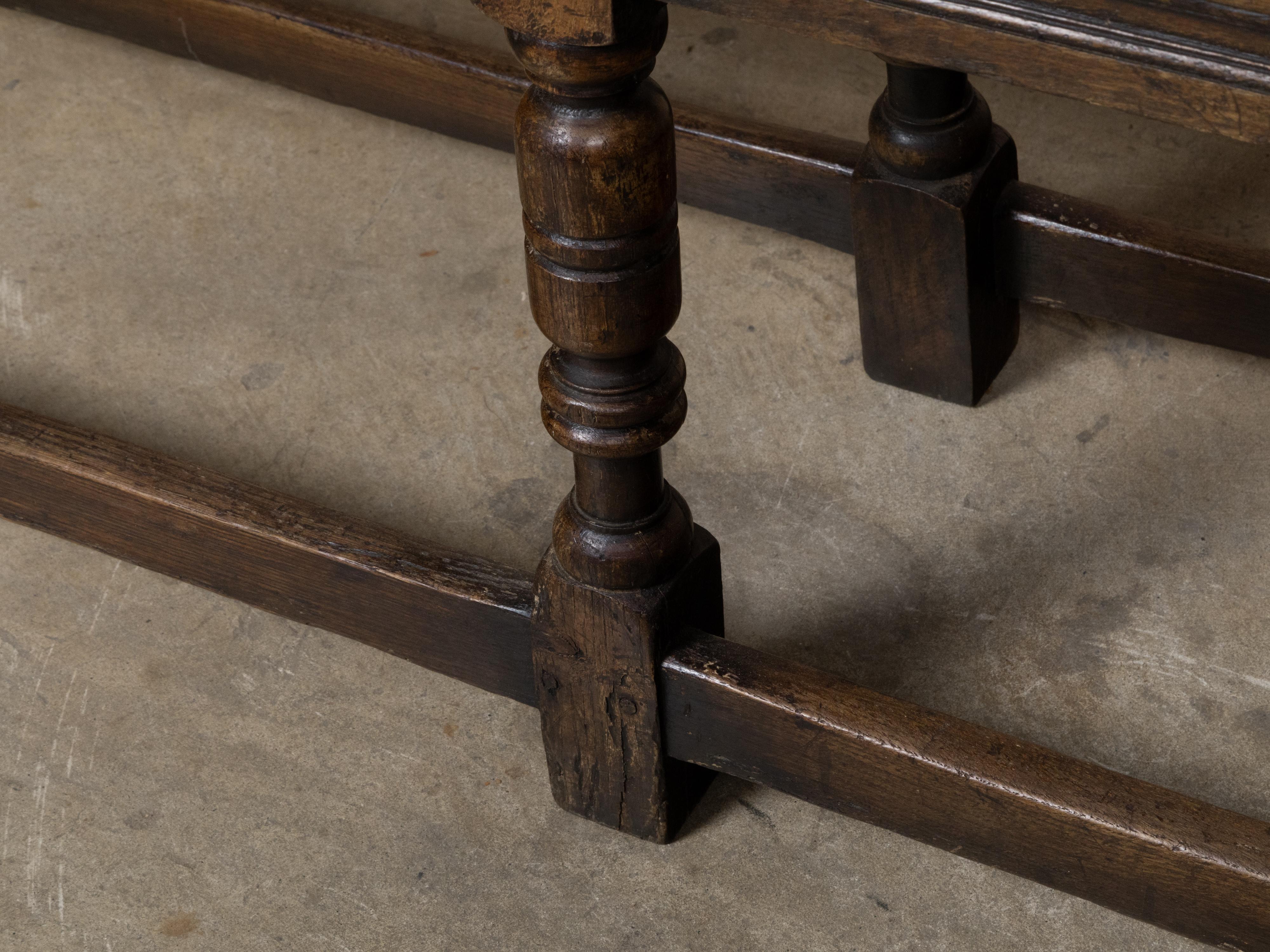 Panchina di fine secolo in Oak inglese del 1900 con gambe a balaustro tornite in vendita 1