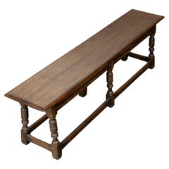 Turn of the Century English Oak 1900s Bench with Turned Baluster Legs