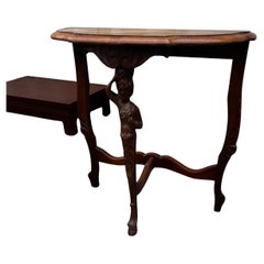 Turn of the Century Figural Louis XV Style Demilune Table