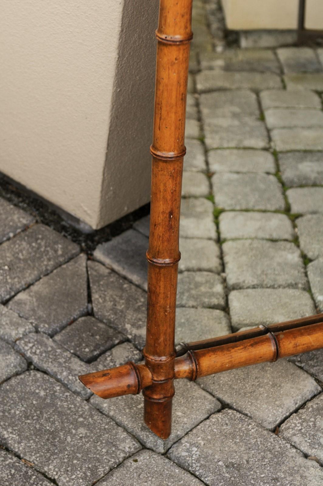 Turn of the Century French 1900s Faux Bamboo Mirror with Protruding Corners 8