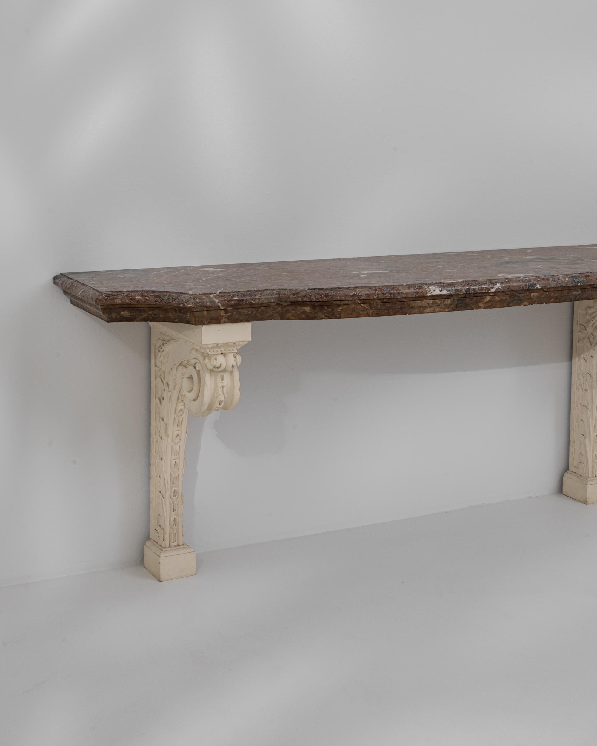 Marble Turn of the Century French Baroque Console Table