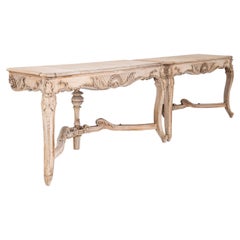 Turn of the Century French Bleached Oak Console Tables, a Pair