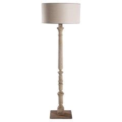 Turn of the Century French Bleached Oak Floor Lamp
