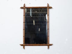Turn of the Century French Brown Faux Bamboo Mirror, circa 1900