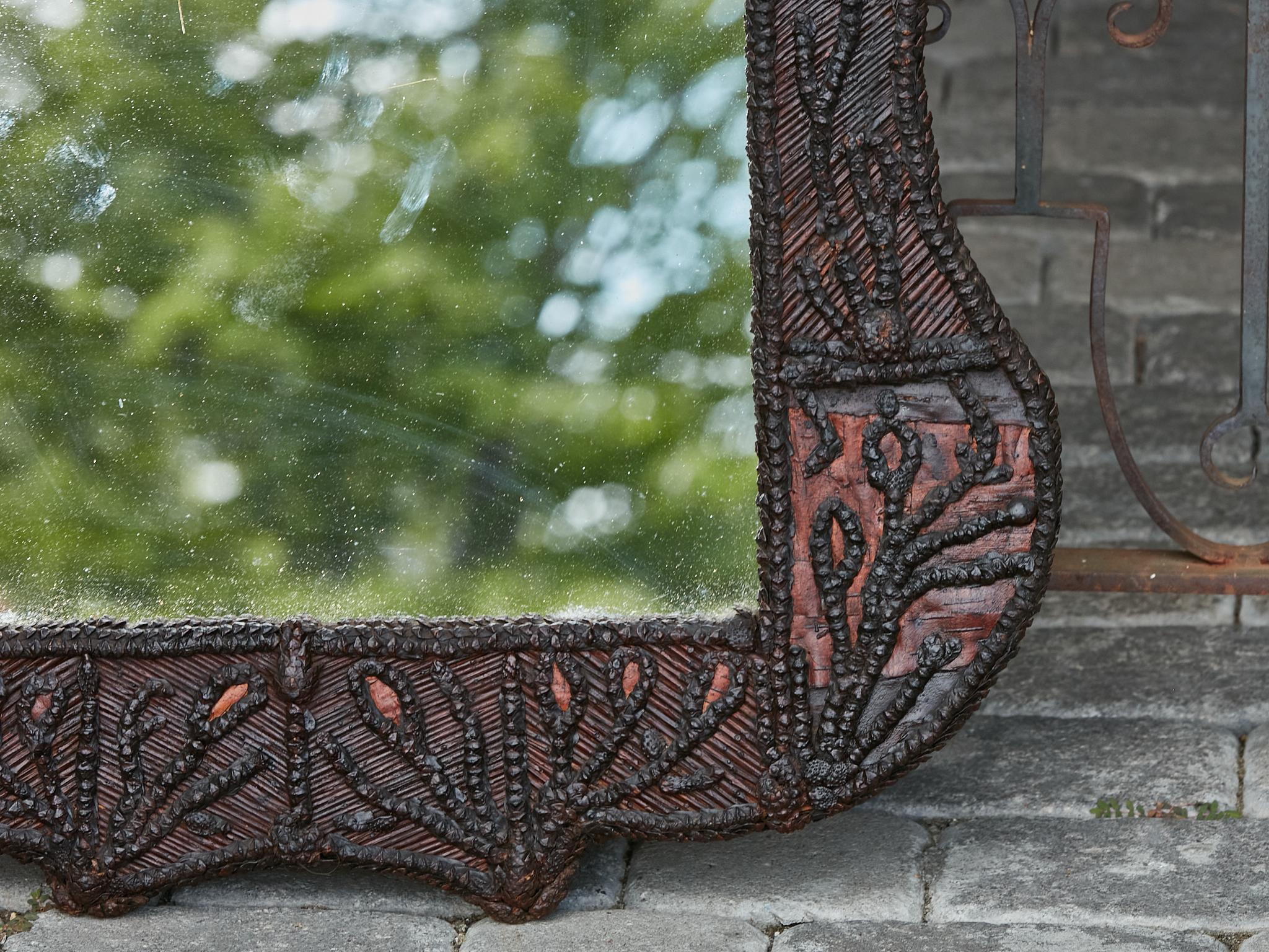 Turn of the Century French Carved Wooden Mirror with Stylized Foliage Motifs 11