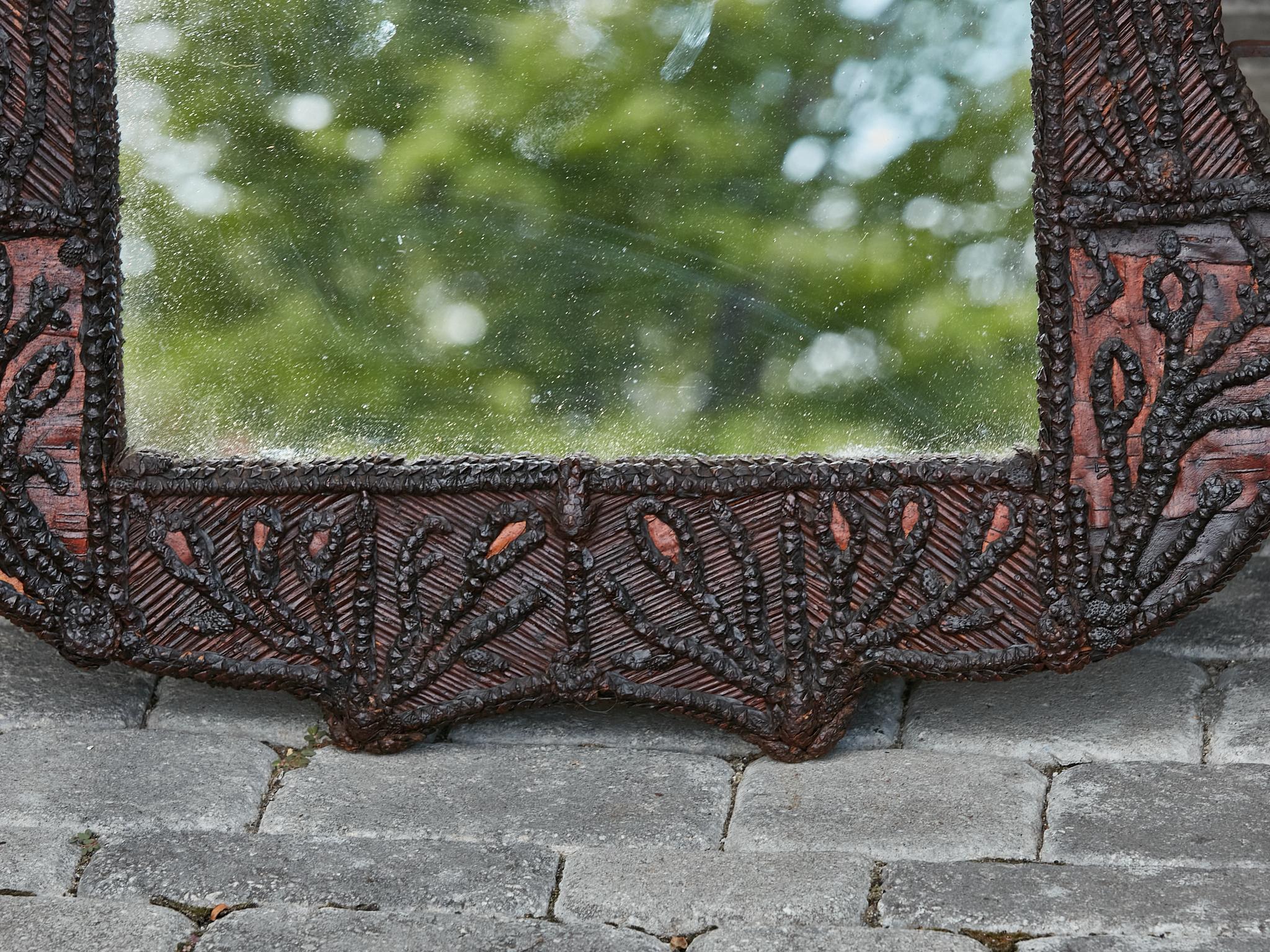 Turn of the Century French Carved Wooden Mirror with Stylized Foliage Motifs 12