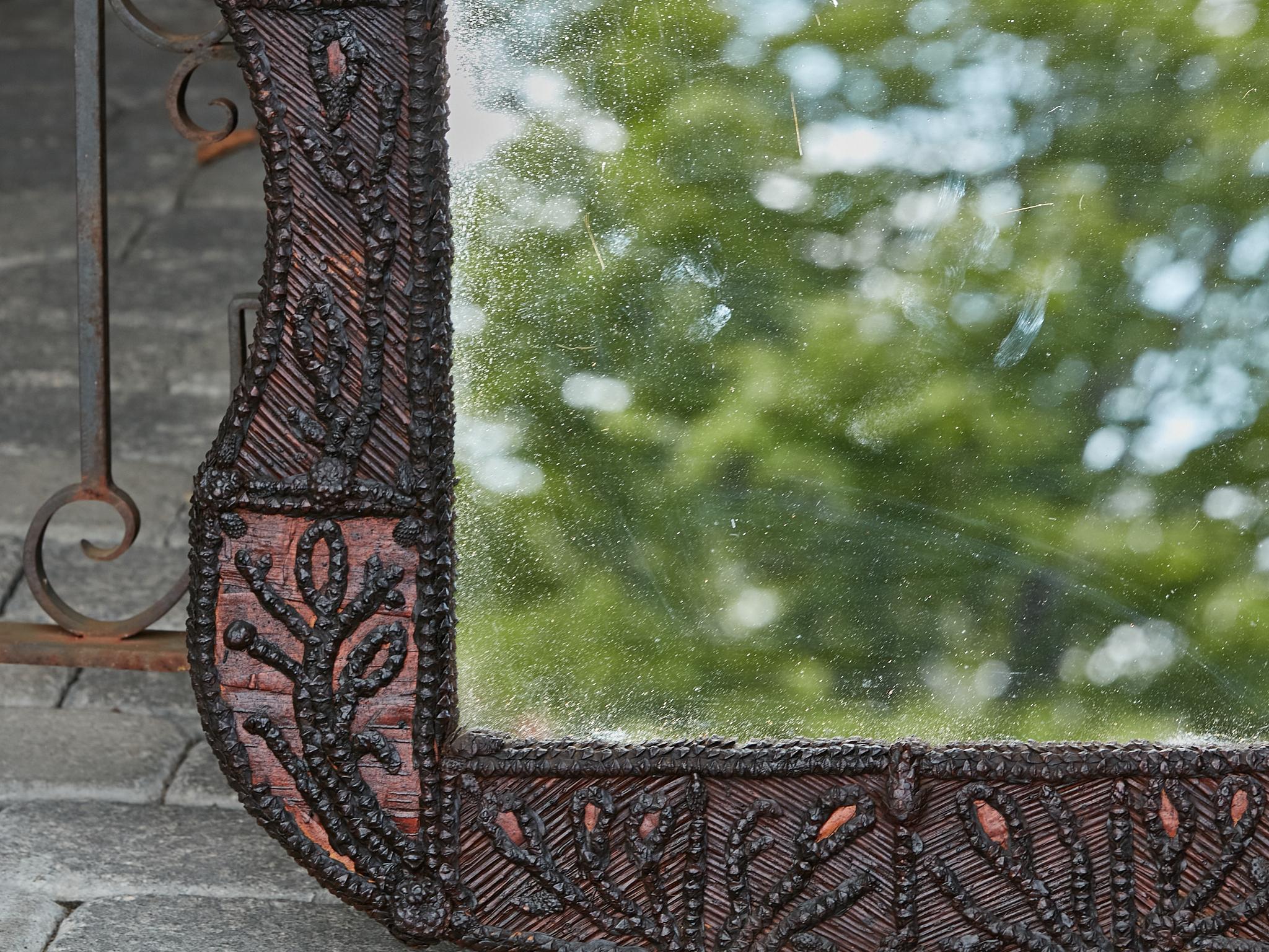 Turn of the Century French Carved Wooden Mirror with Stylized Foliage Motifs 13
