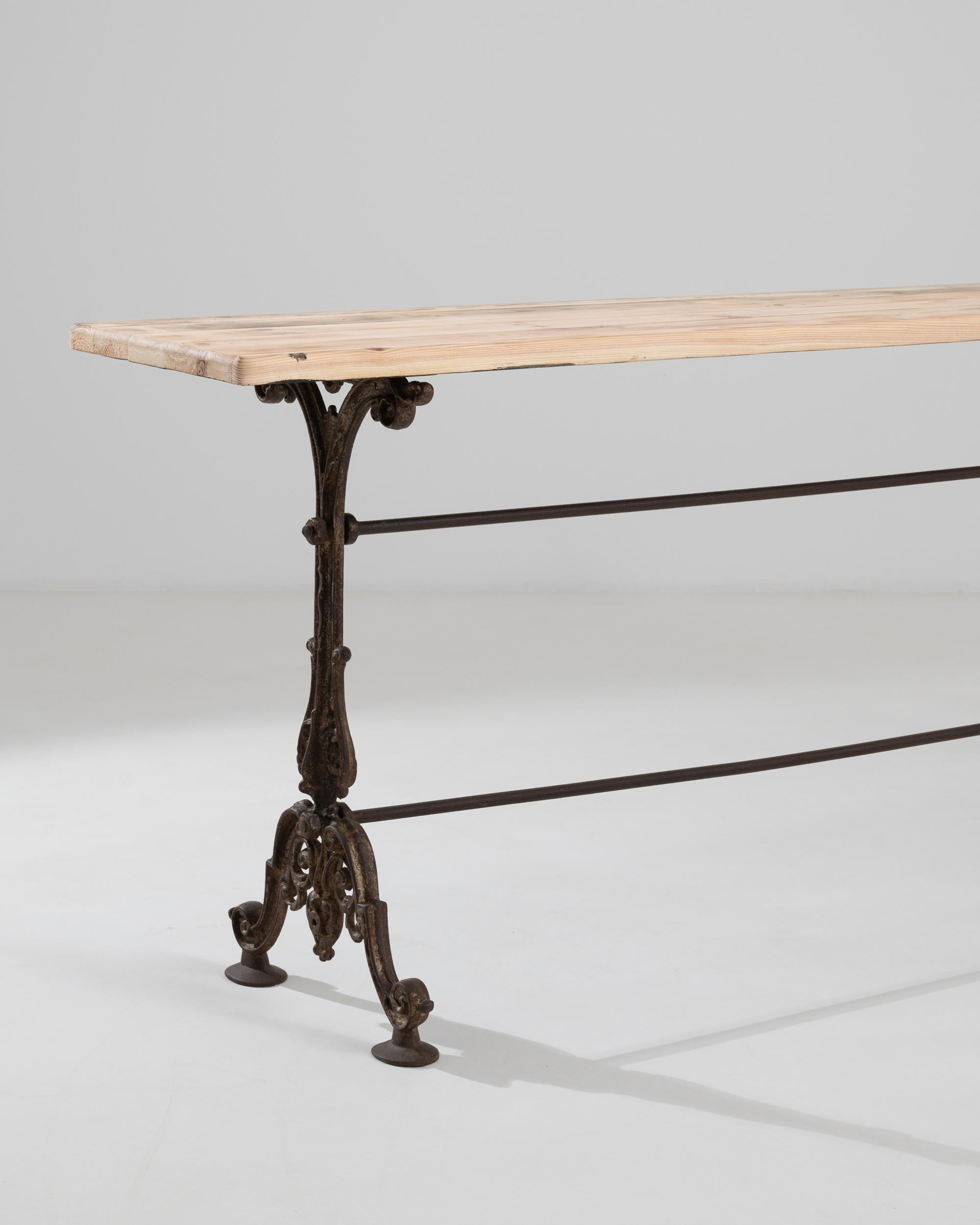 Metal Turn of the Century French Cast Iron Console Table