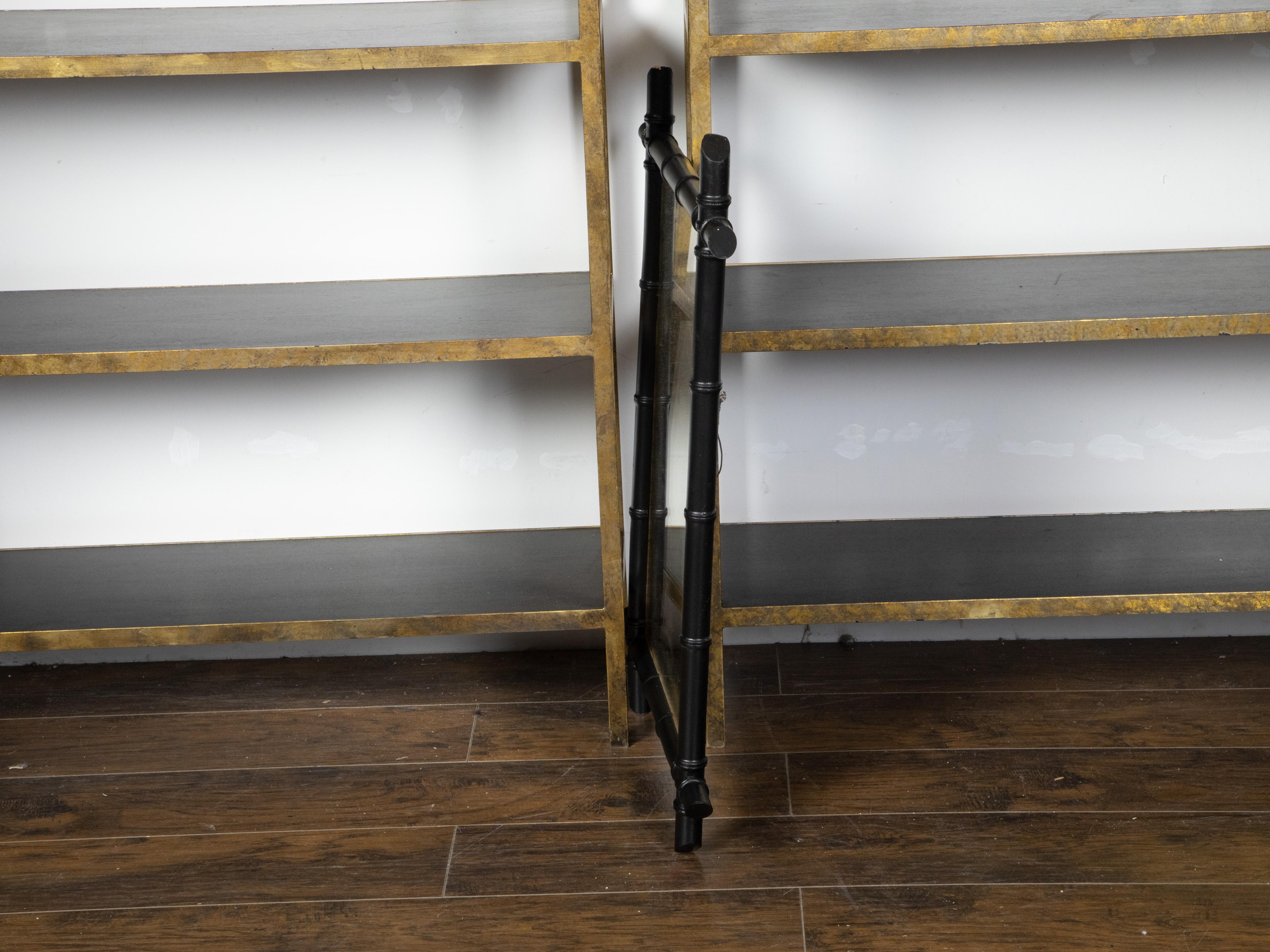 Turn of the Century French Ebonized Faux Bamboo Mirror with Protruding Corners 5
