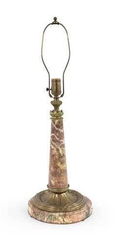 French Victorian Rouge Marble Table Lamp