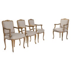 Turn of the Century French Giltwood Dining Chairs, Set of Four
