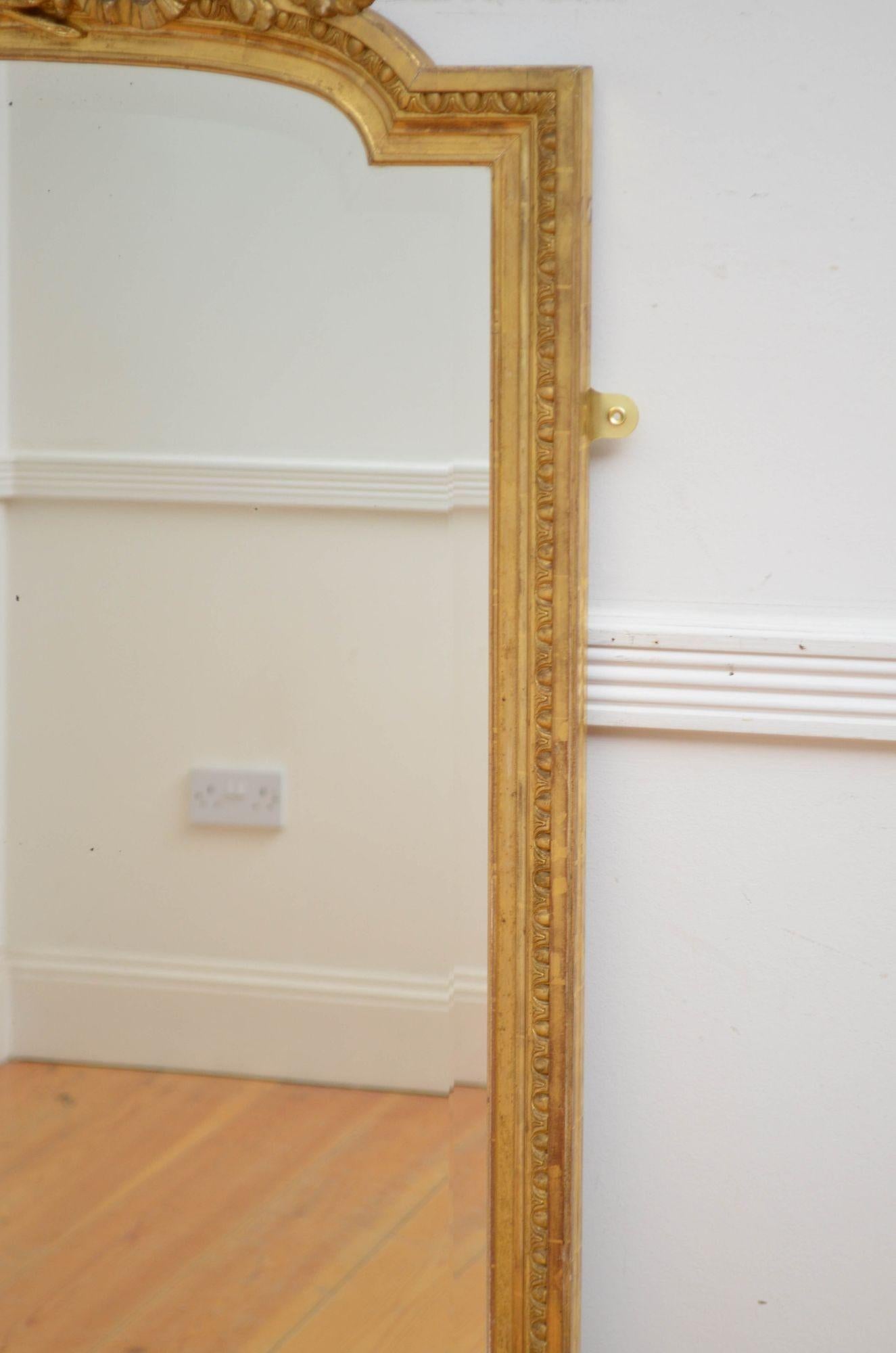 Specchio di fine secolo in legno dorato francese H147cm in vendita 5