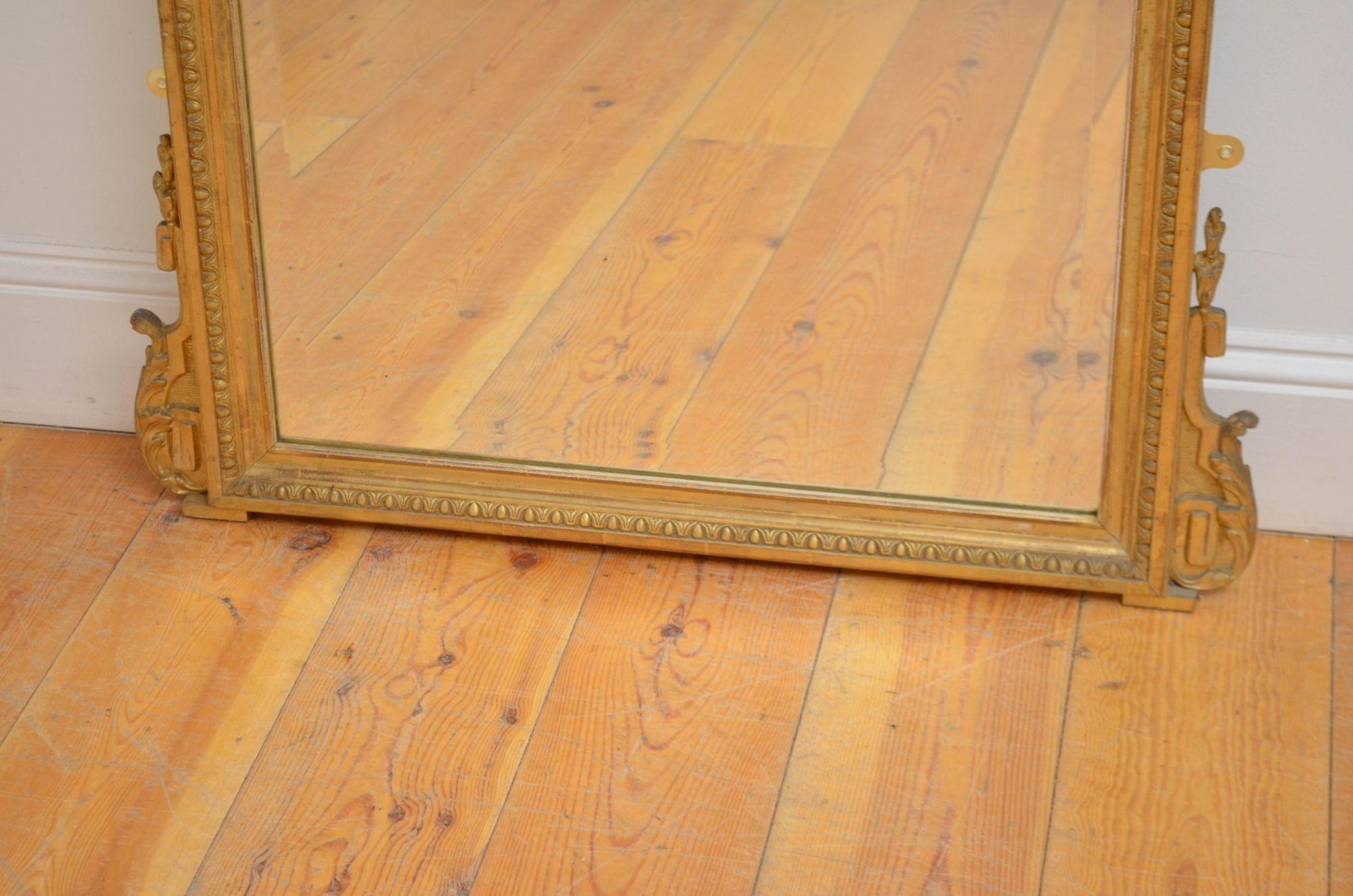 Turn of the Century French Giltwood Pier Mirror H147cm In Good Condition For Sale In Whaley Bridge, GB