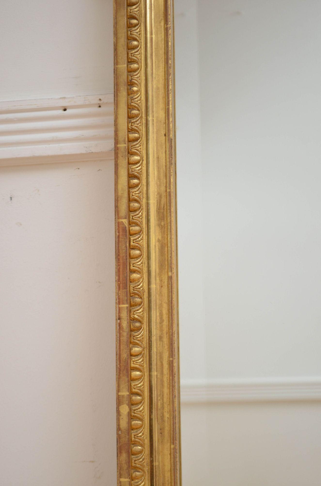 Gold Leaf Turn of the Century French Giltwood Pier Mirror H147cm For Sale