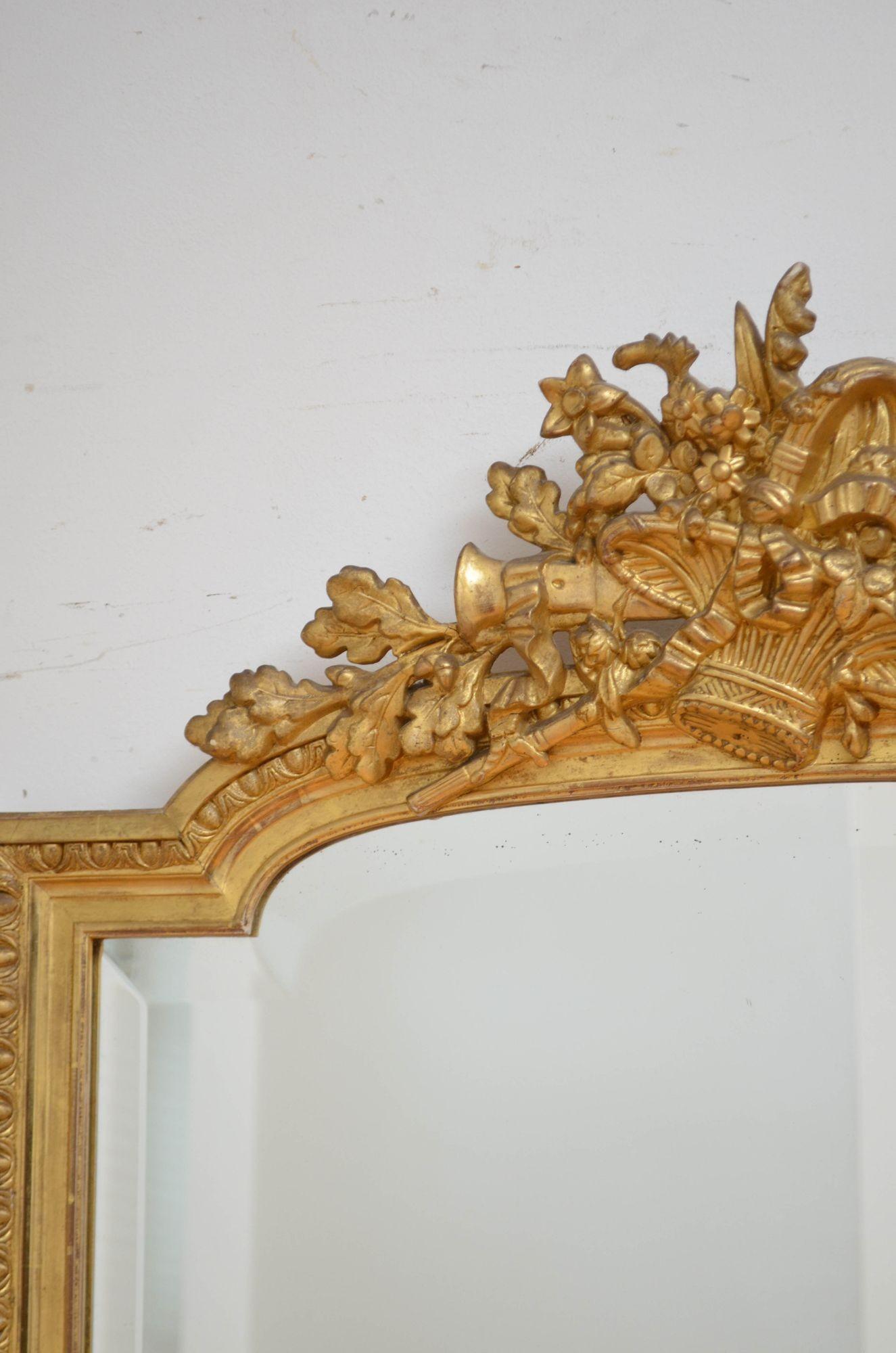 Turn of the Century French Giltwood Pier Mirror H147cm For Sale 2