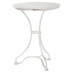 french garden table Antique Turn of the Century French Metal Garden Table with Marble Top
