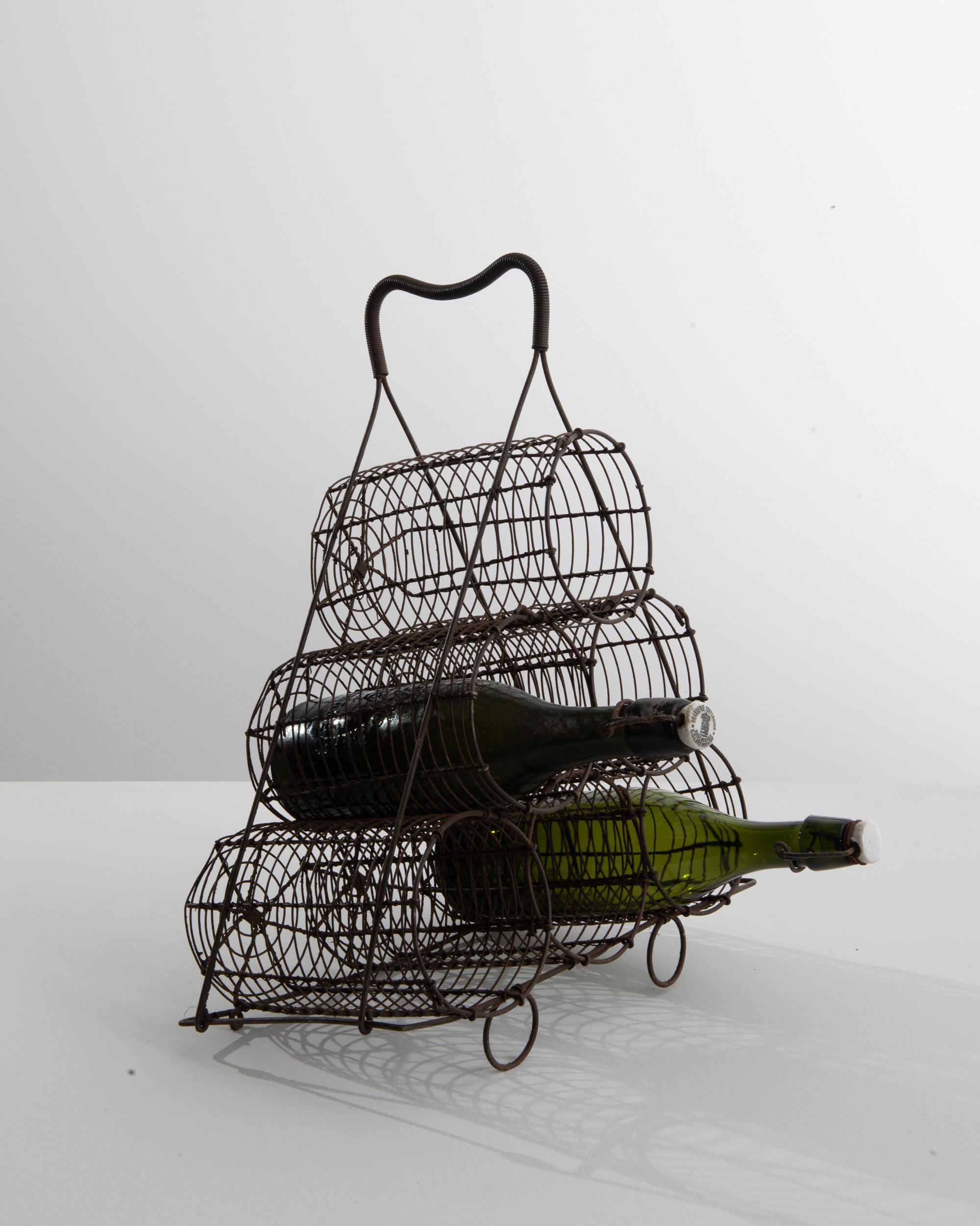 Turn of the Century French Metal Wine Rack In Good Condition In High Point, NC