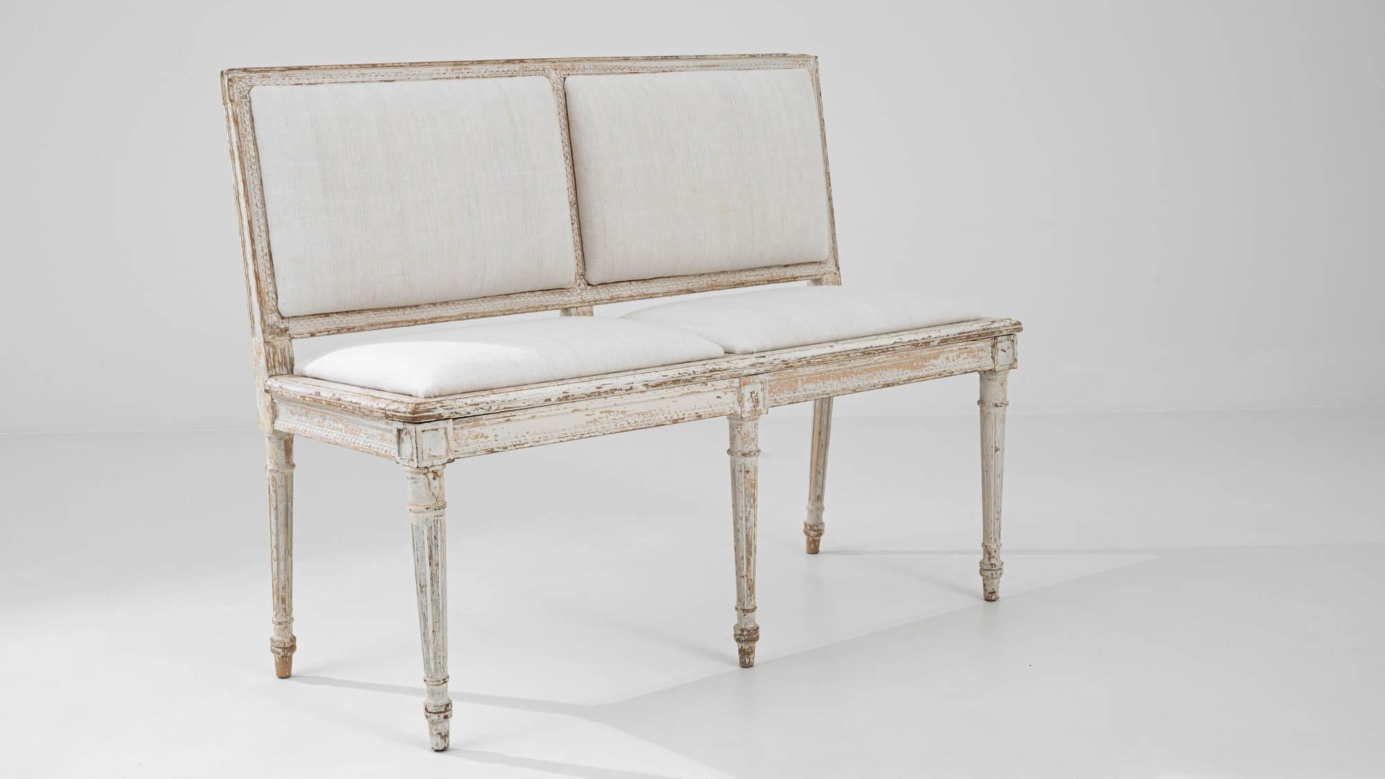 Turn of the Century French Neoclassical Upholstered Bench 4