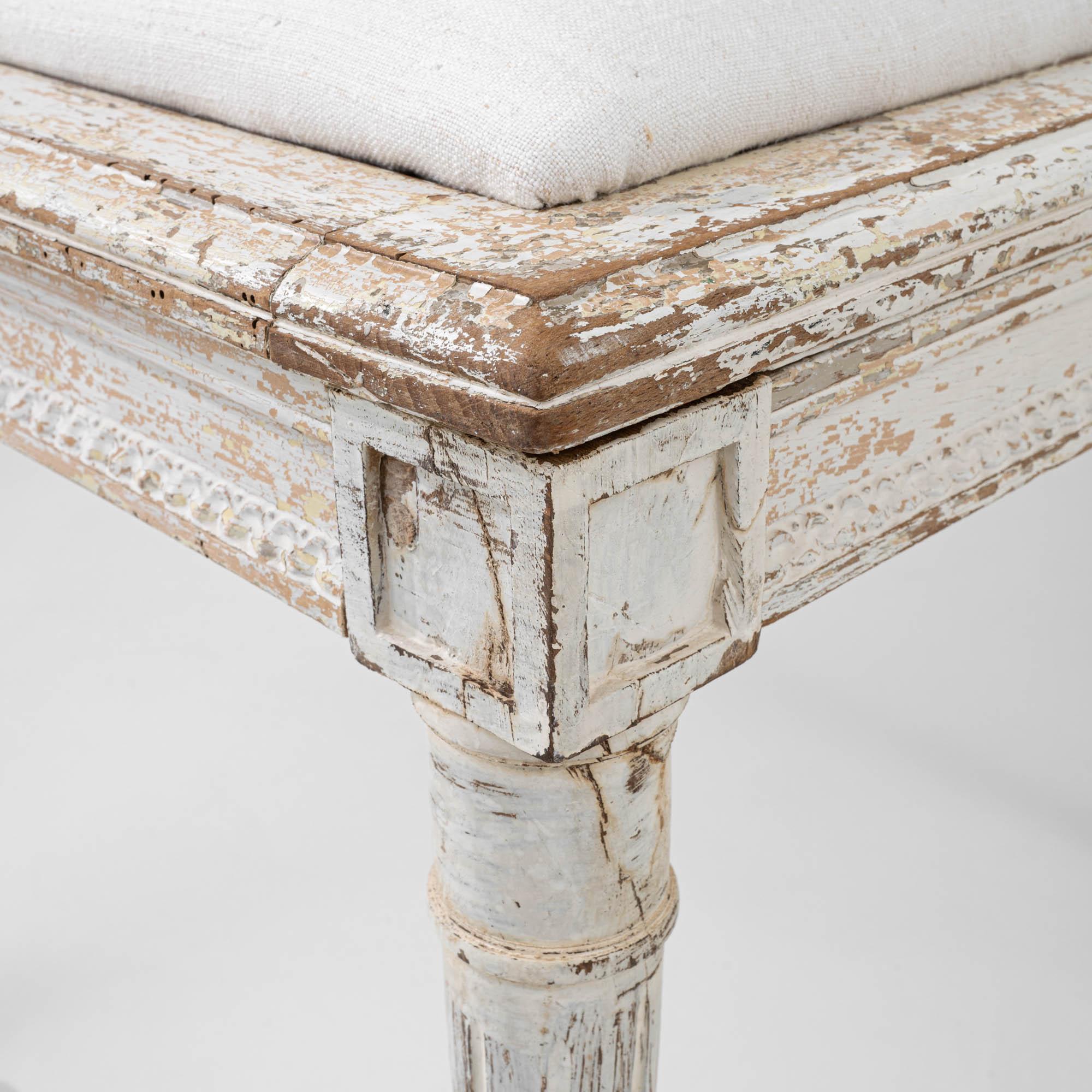 Turn of the Century French Neoclassical Upholstered Bench 9