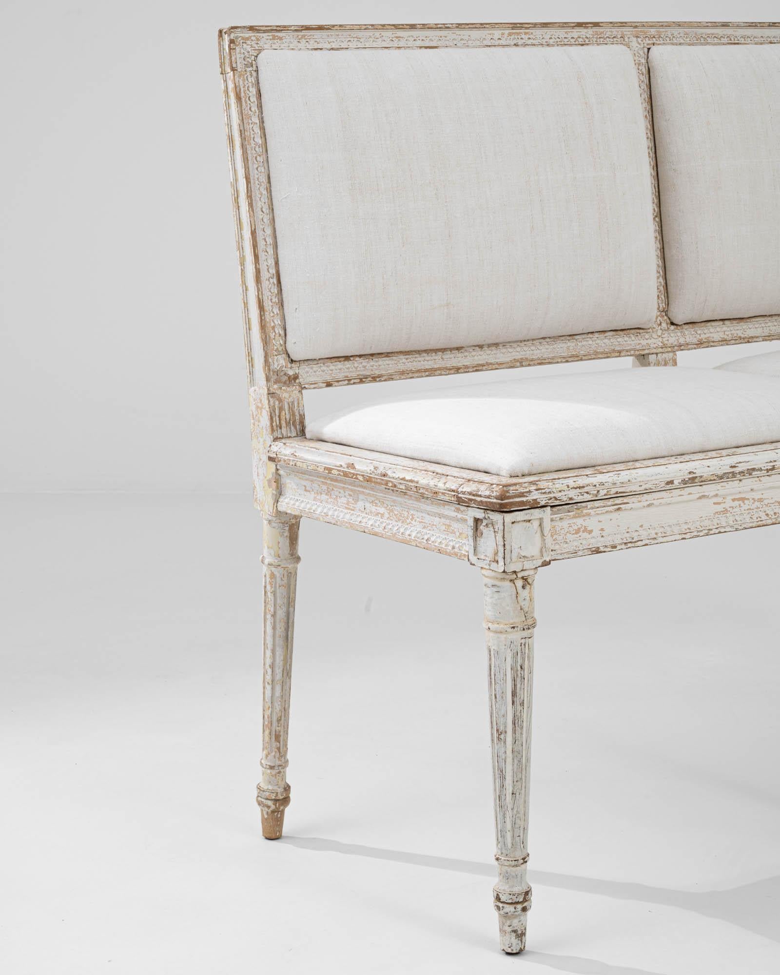 Turn of the Century French Neoclassical Upholstered Bench 3