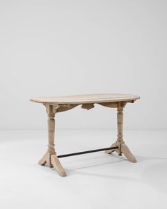 Table de bistrot en chêne français du début du siècle