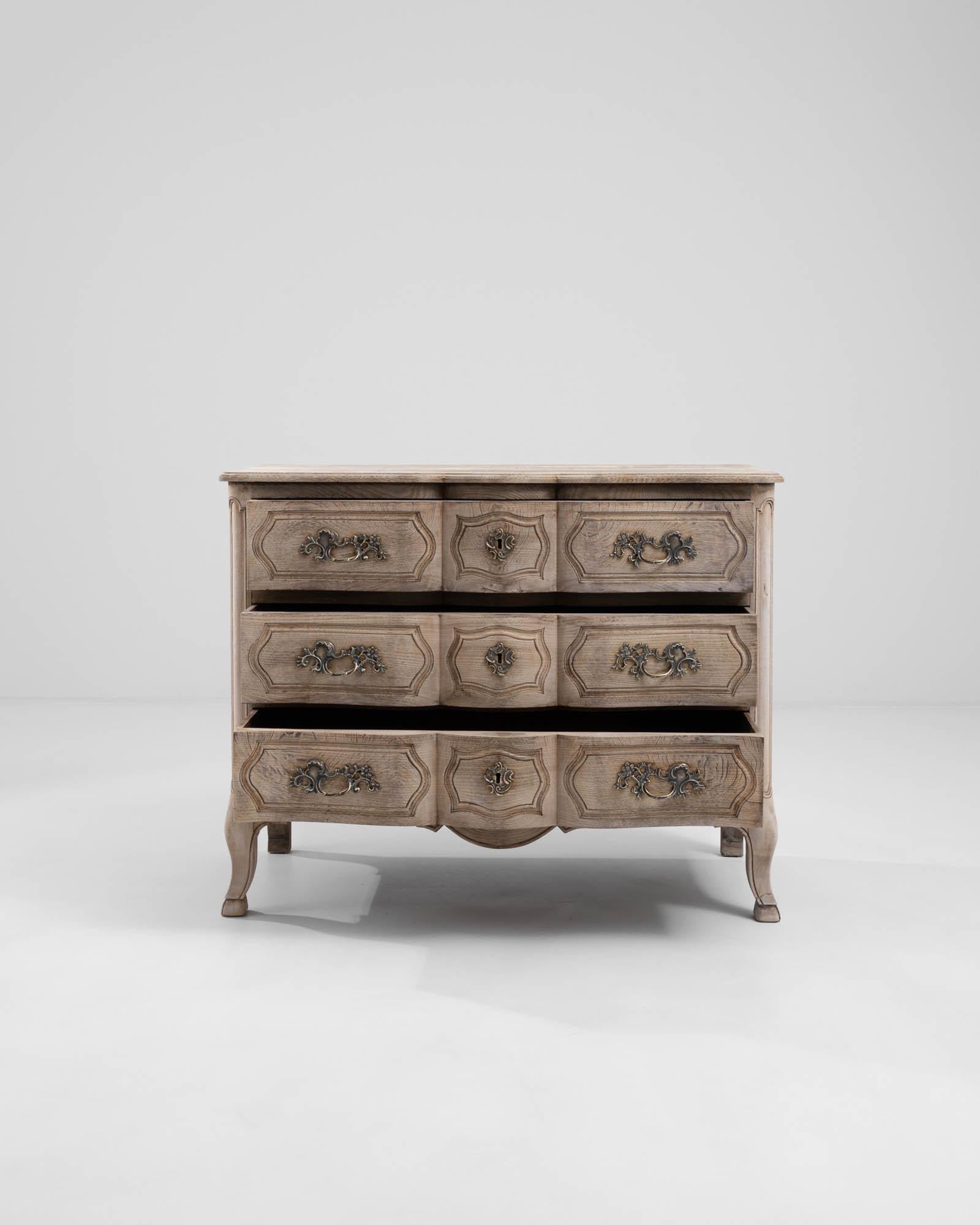 Bleached Turn of the Century French Oak Chest of Drawers