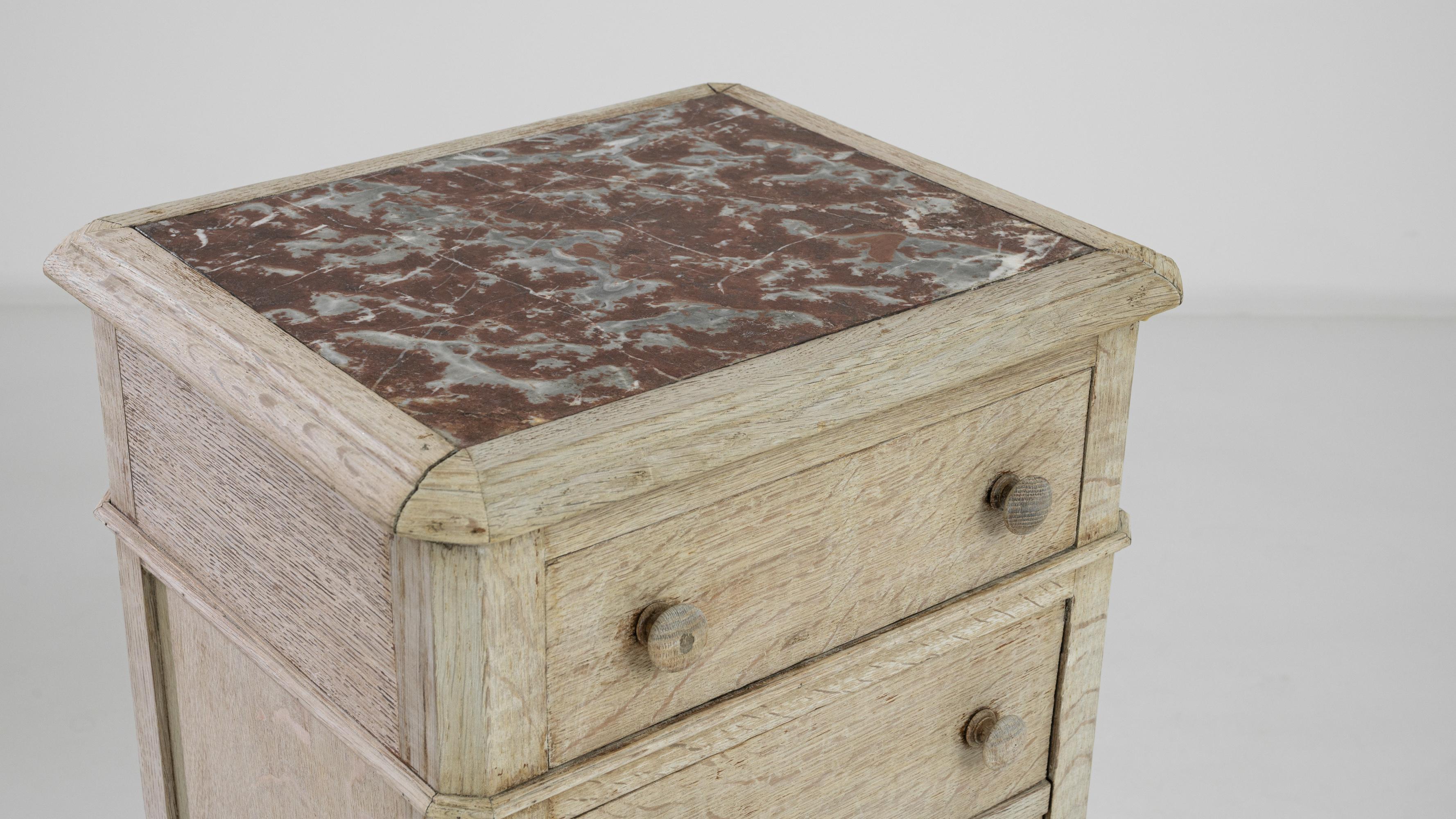 Turn of the Century French Oak Chest of Drawers with Marble Top 1