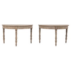Antique Turn of the Century French Oak Console Tables, a Pair