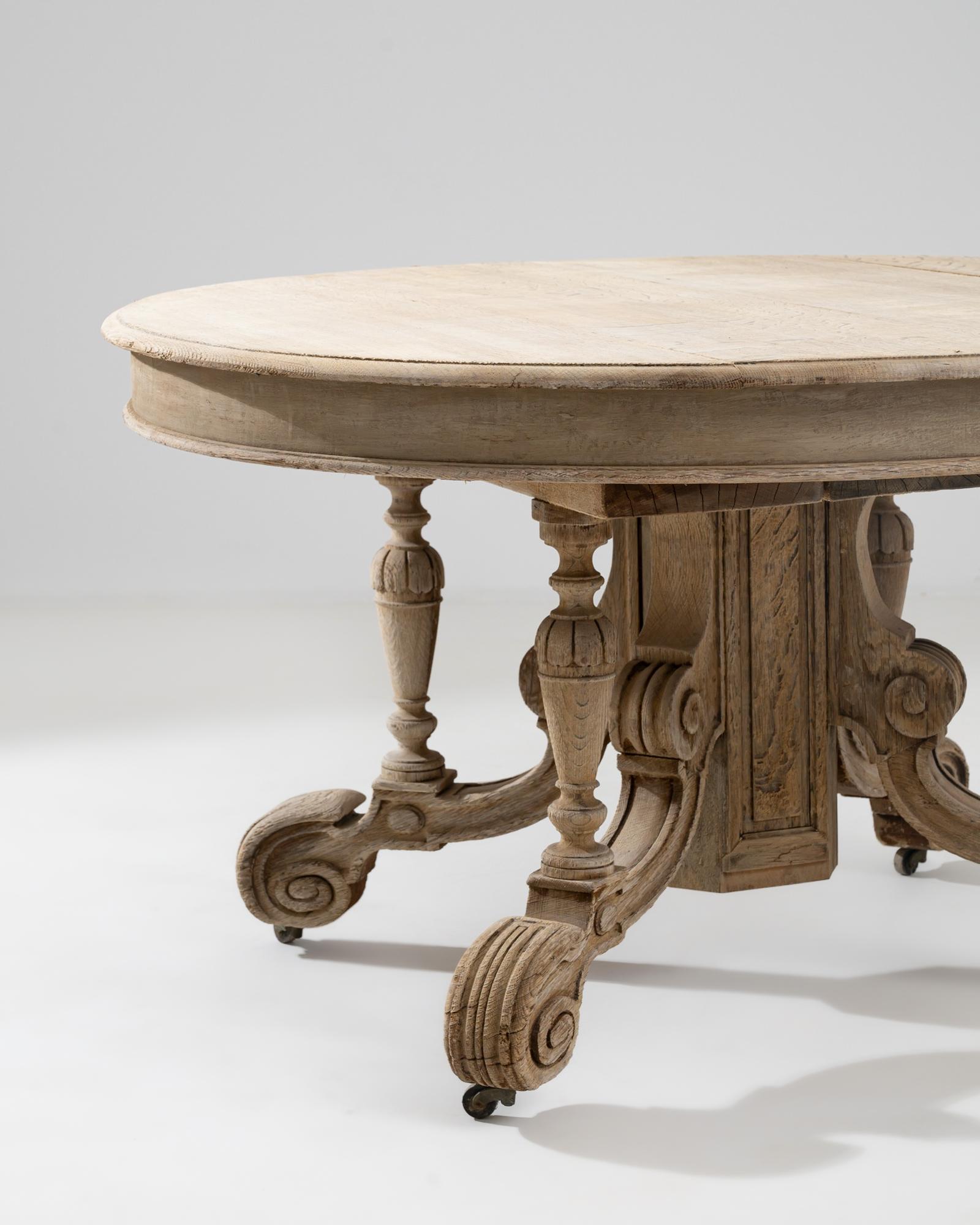 Early 20th Century Turn of the Century French Oak Table on Wheels