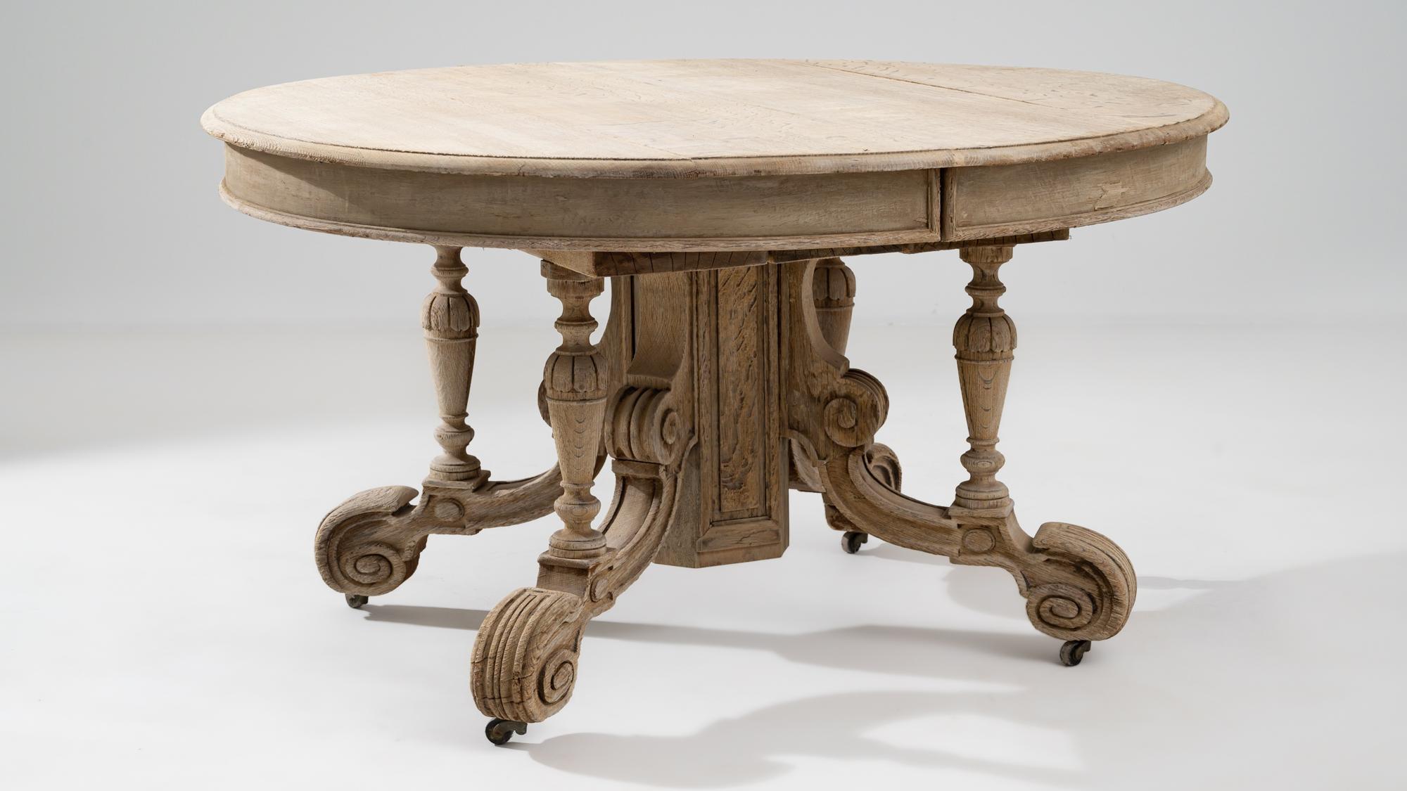Turn of the Century French Oak Table on Wheels 1