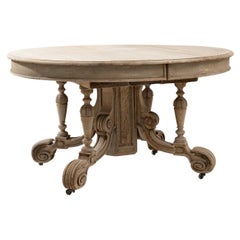 Turn of the Century French Oak Table on Wheels