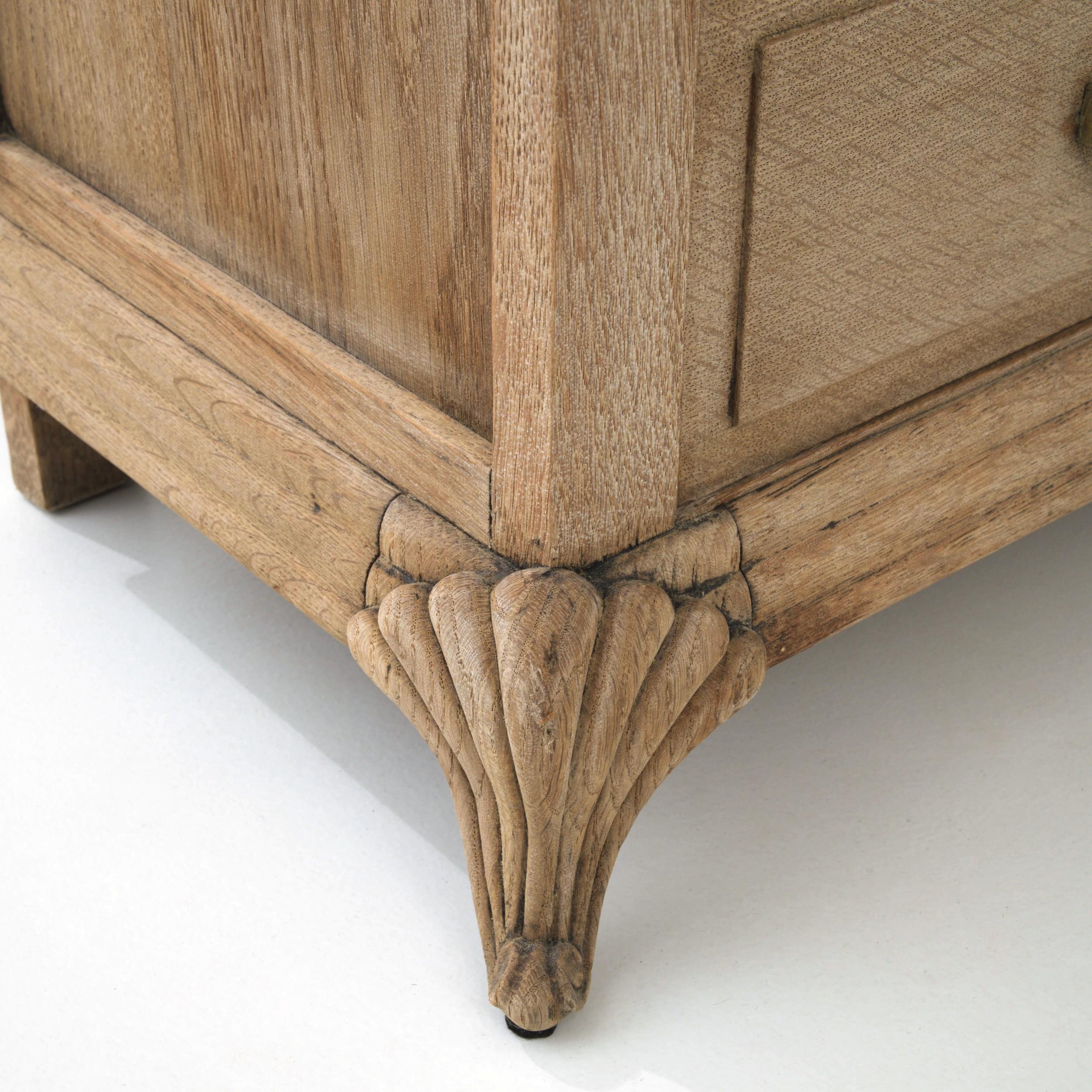 Turn of the Century French Pair of Oak Bedside Tables with Marble Tops 9