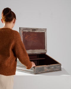 Turn of the Century French Patinated Ecritoire with Display Glass Top