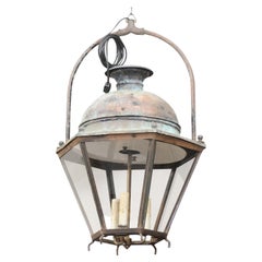 Turn of the Century French Provençal 1900s Copper and Iron Hexagonal Lantern
