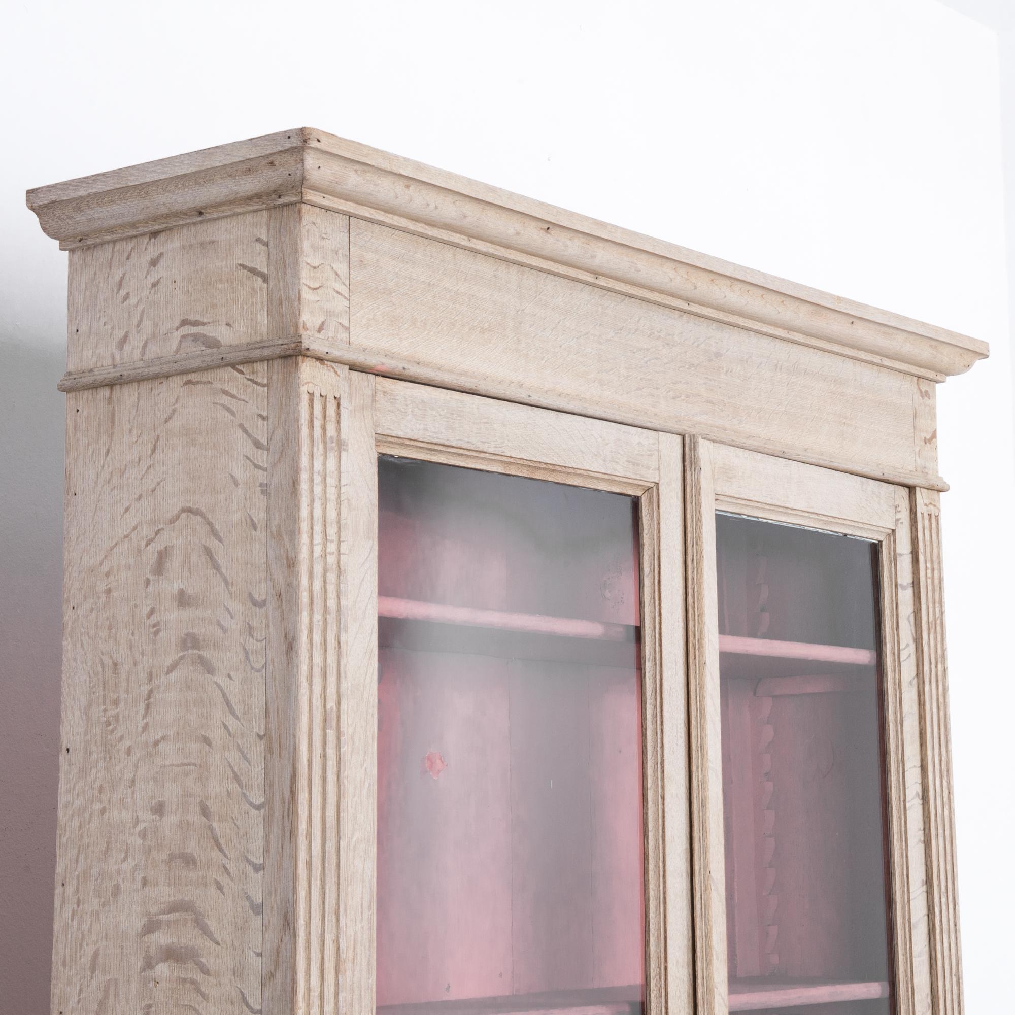 Turn of the Century French Provincial Pink Painted Oak Vitrine 3