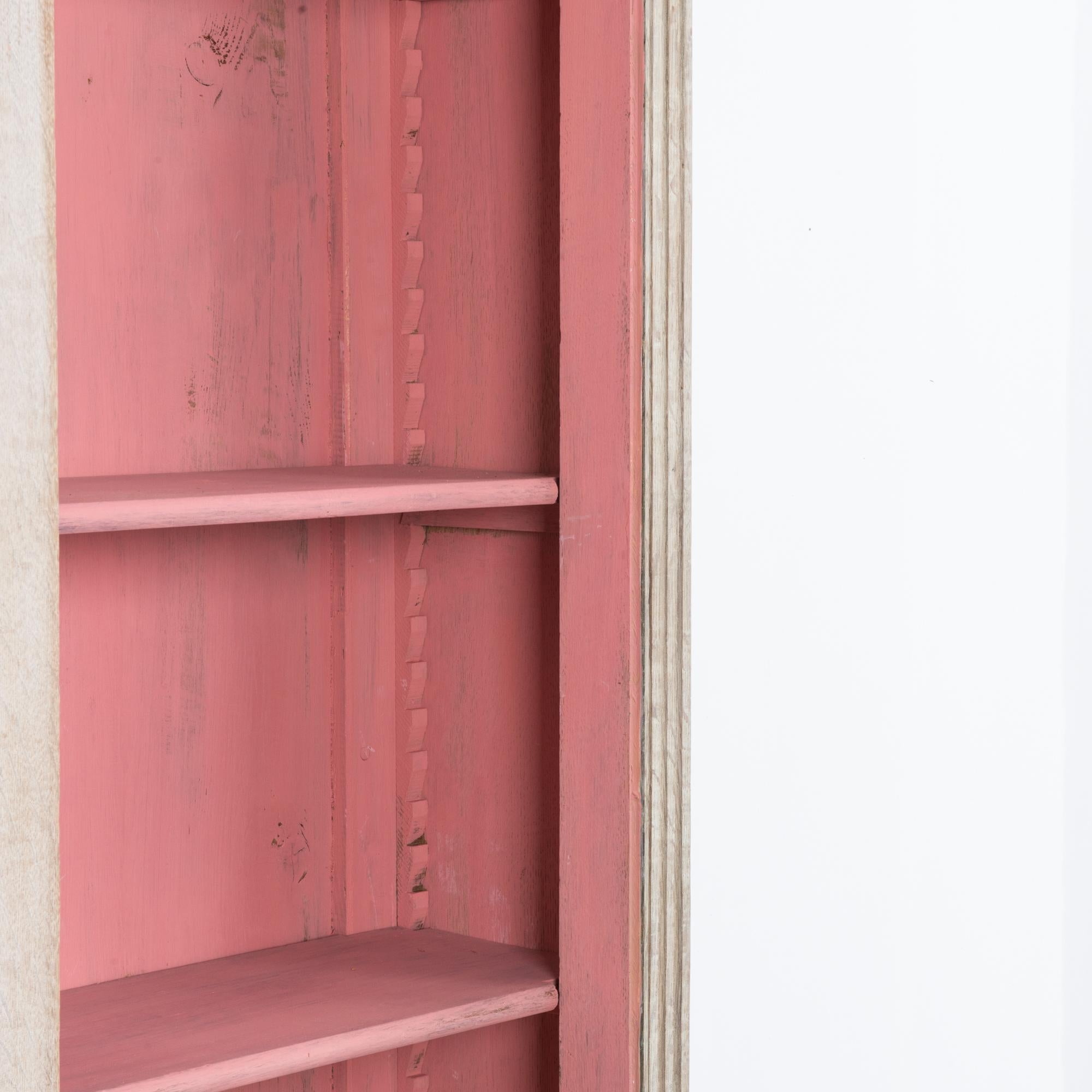 Turn of the Century French Provincial Pink Painted Oak Vitrine 4