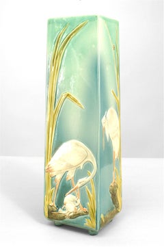 Continental German Blue Porcelain Heron Vase