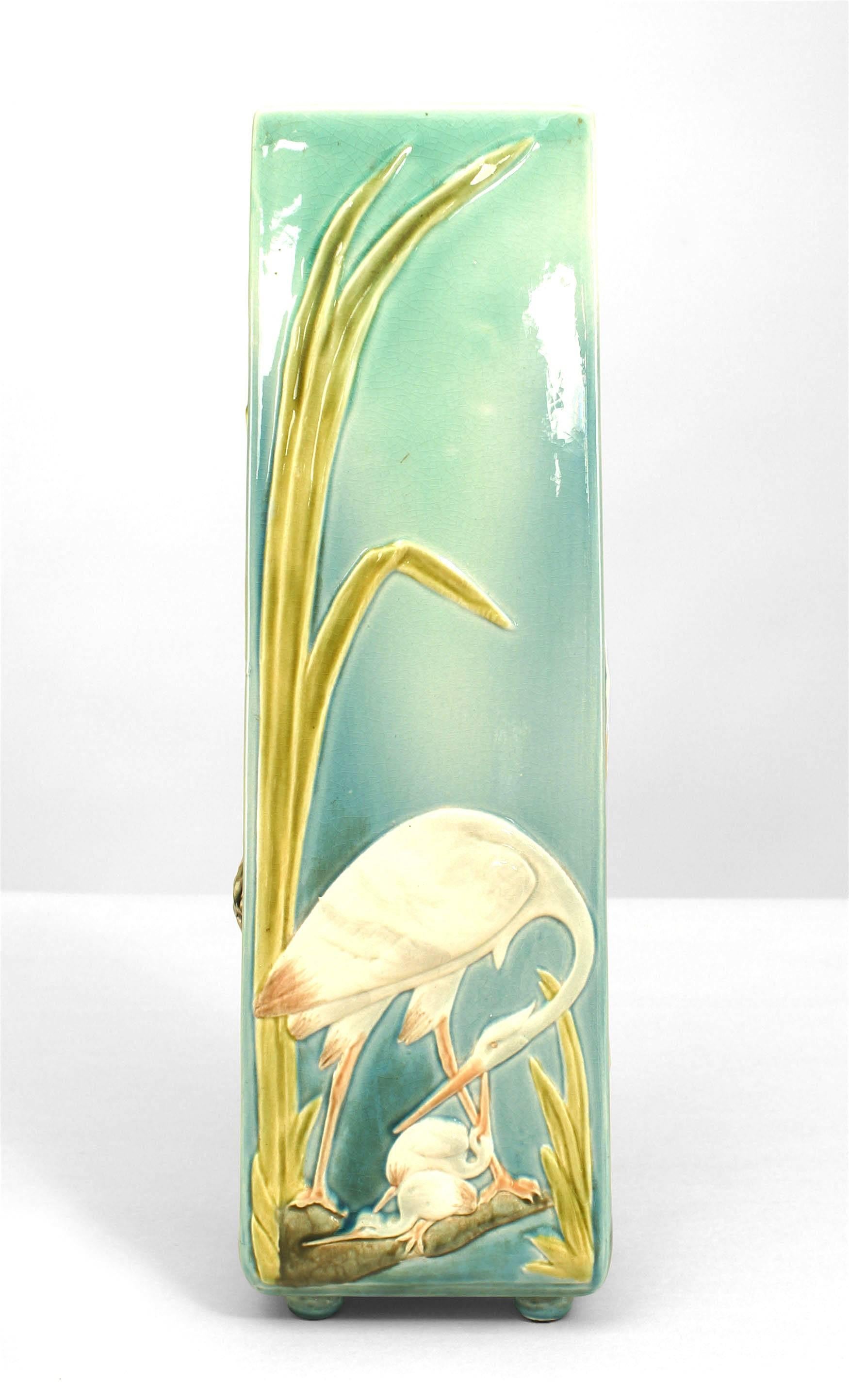 Allemand Vase Heron allemand continental en porcelaine bleue en vente