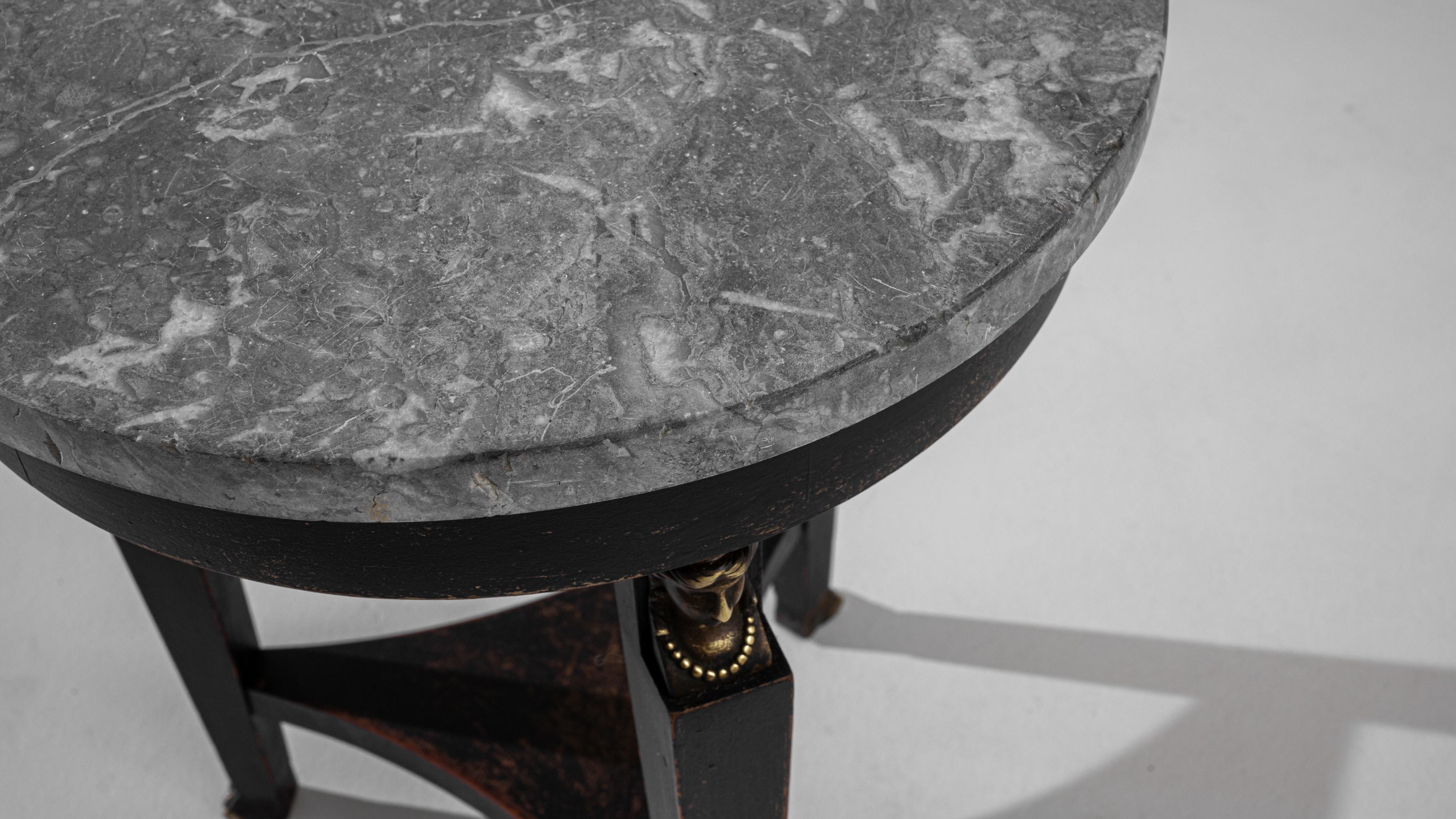 Empire Revival Turn of the Century French Side Table with Marble Top