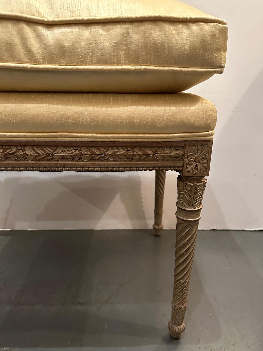 Carved Turn-of-the-Century, French, Spiral Leg Bench For Sale