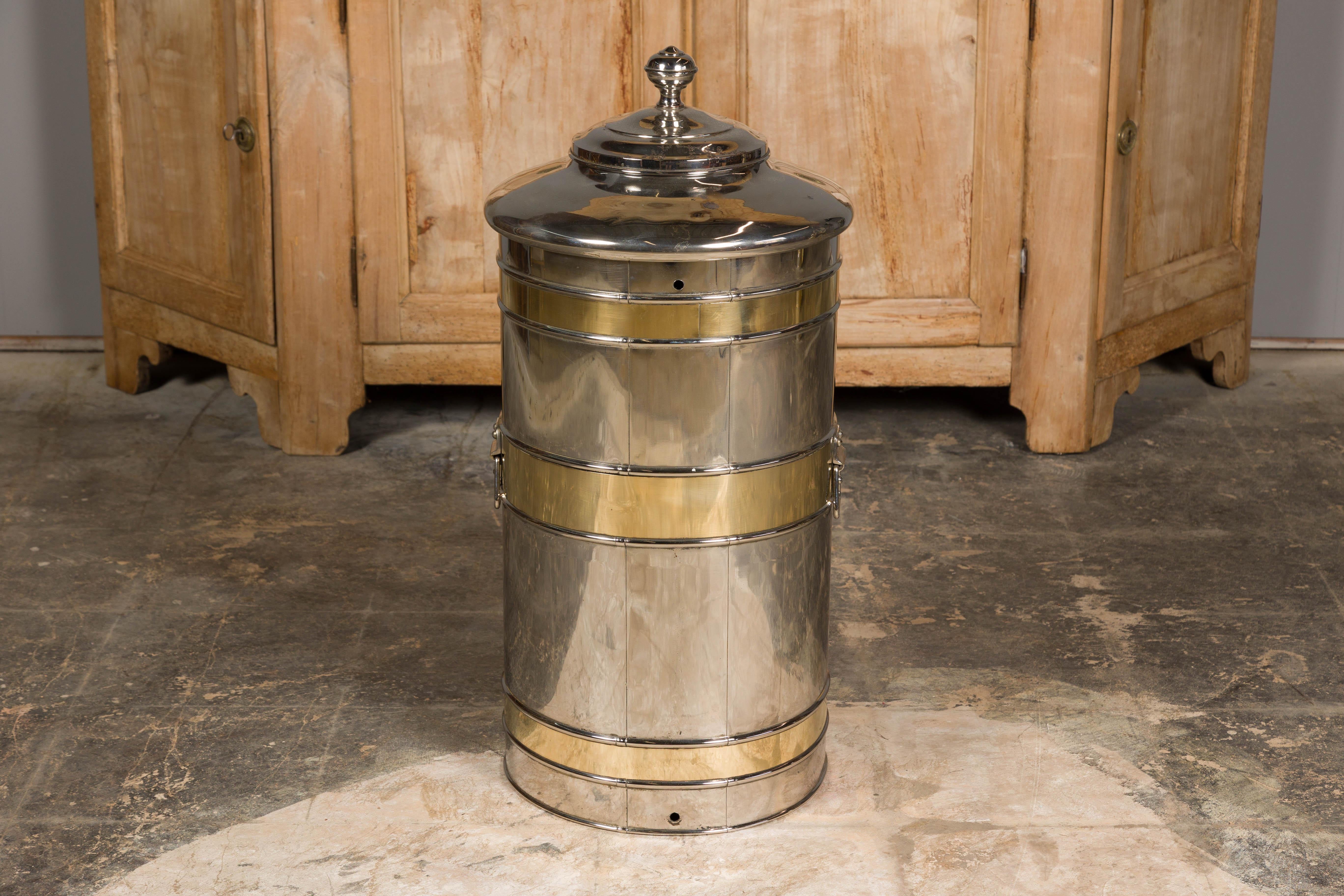 Turn of the Century French Steel and Brass Coffee Bean Dispenser, circa 1900 For Sale 11
