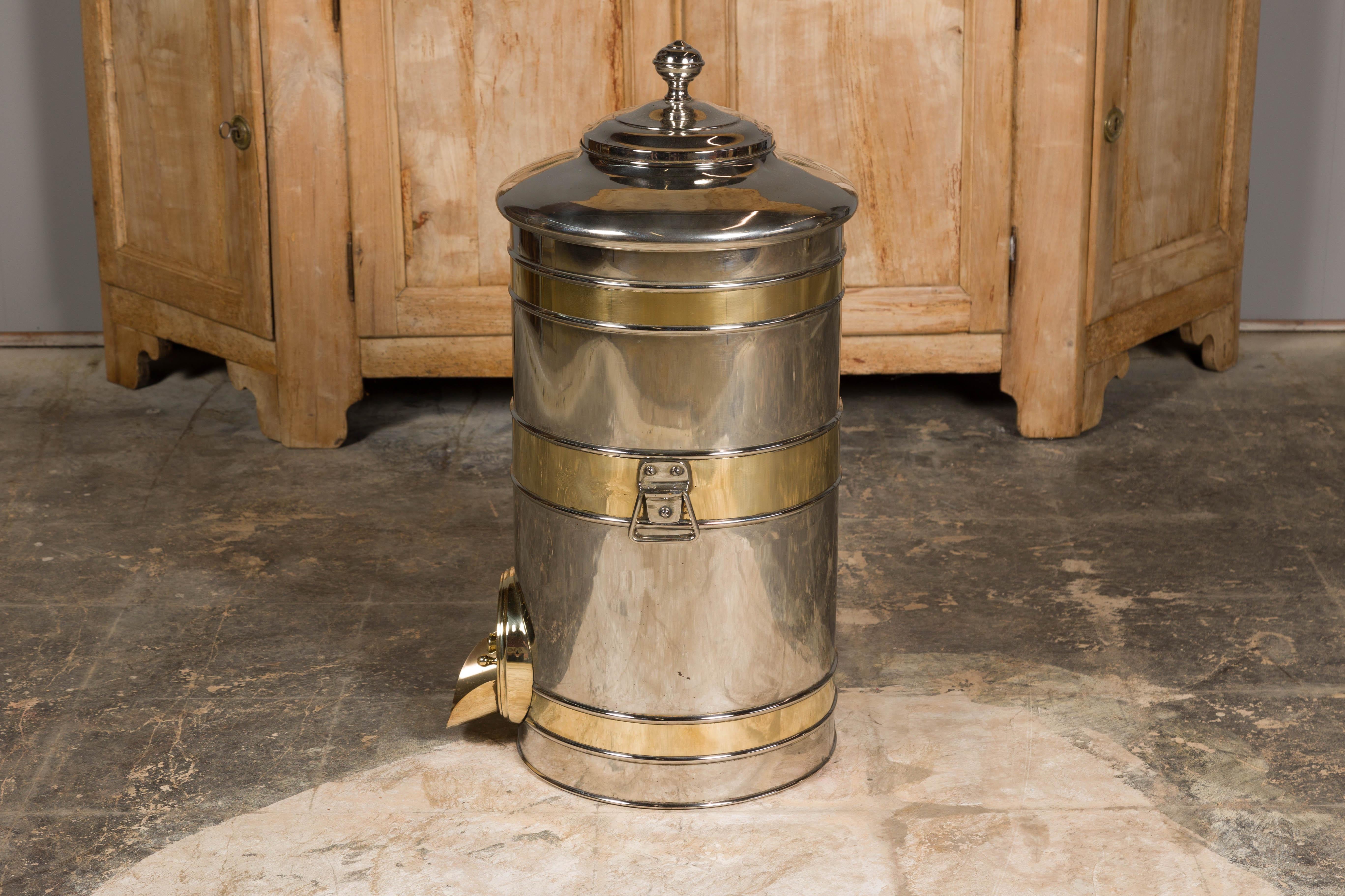 Turn of the Century French Steel and Brass Coffee Bean Dispenser, circa 1900 For Sale 12