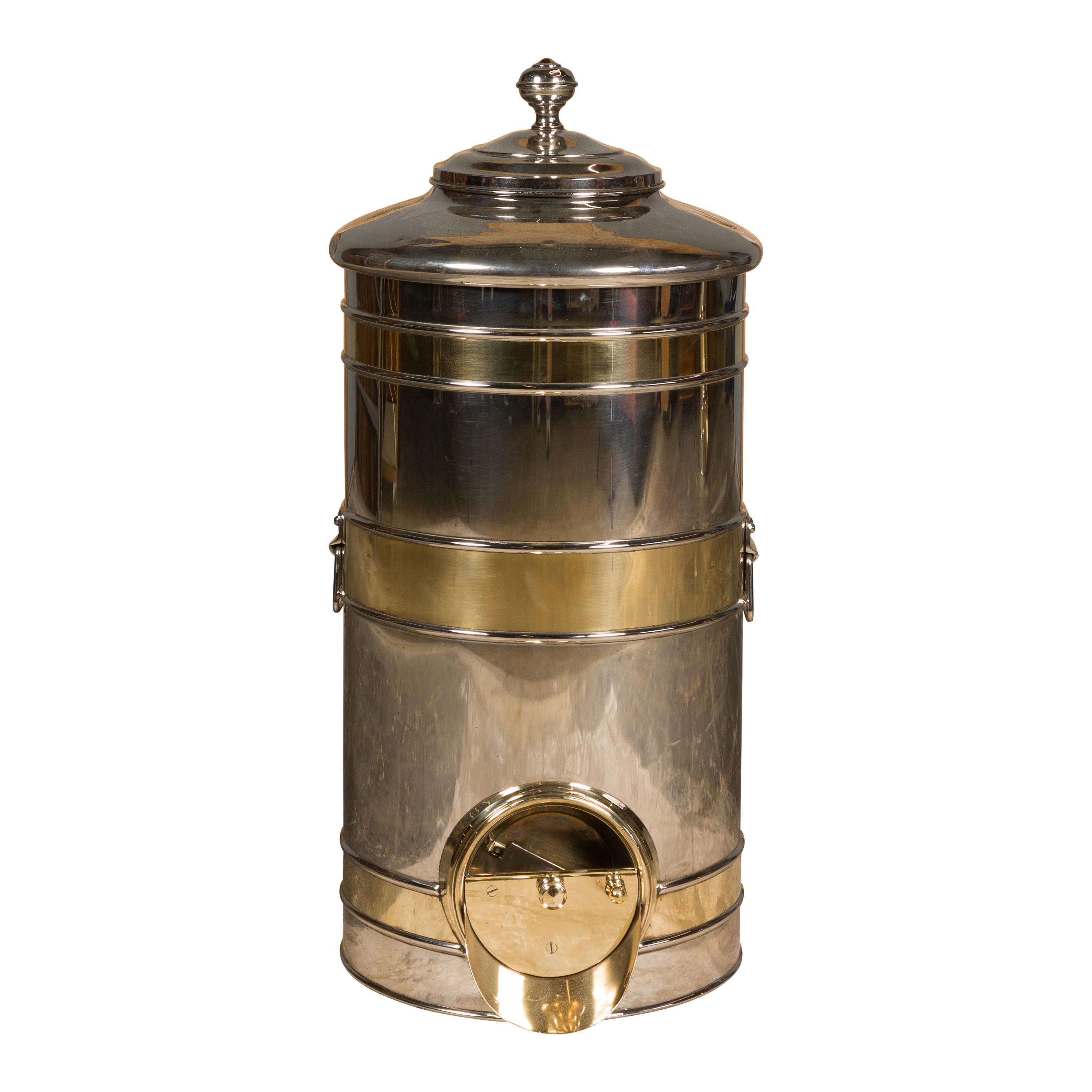 Turn of the Century French Steel and Brass Coffee Bean Dispenser, circa 1900 For Sale 13