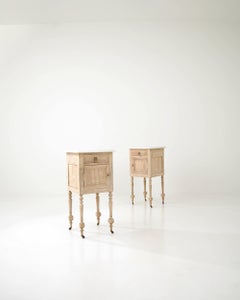 Turn of the Century French Wheeled Tables with Marble Tops