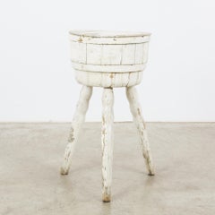 Turn of the Century French White Painted Butcher Block