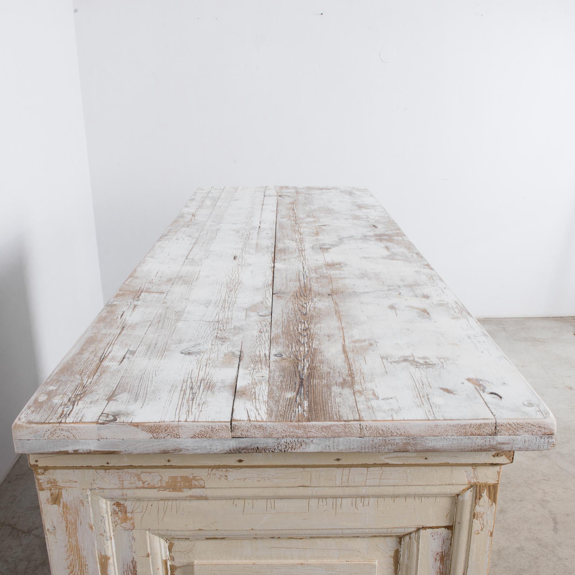 Turn of the Century French White Painted Pine Bar 1